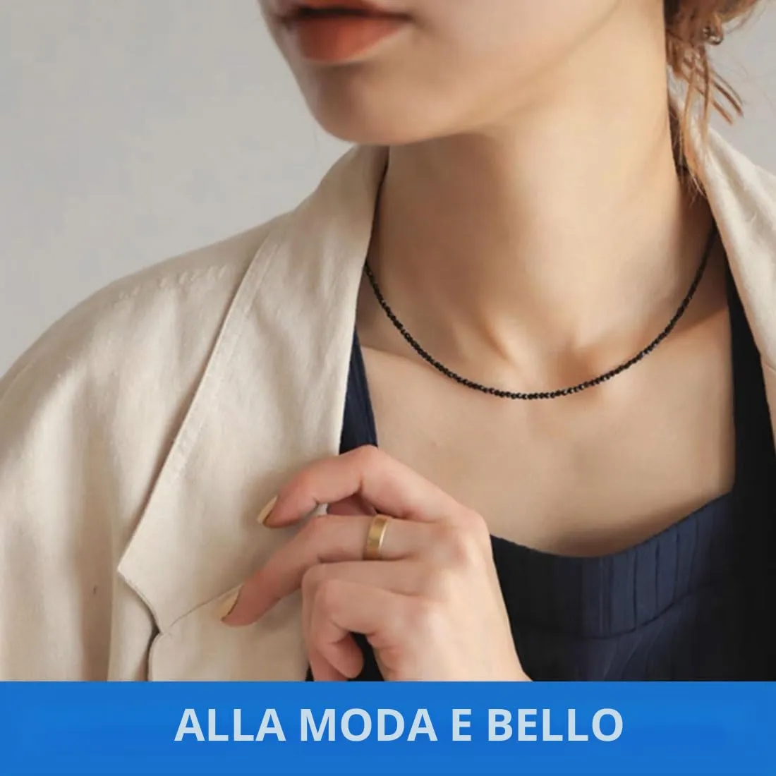 SCJJZ Collana di perline di cristallo bohémien per donna e ragazza, Nero - immagine 4