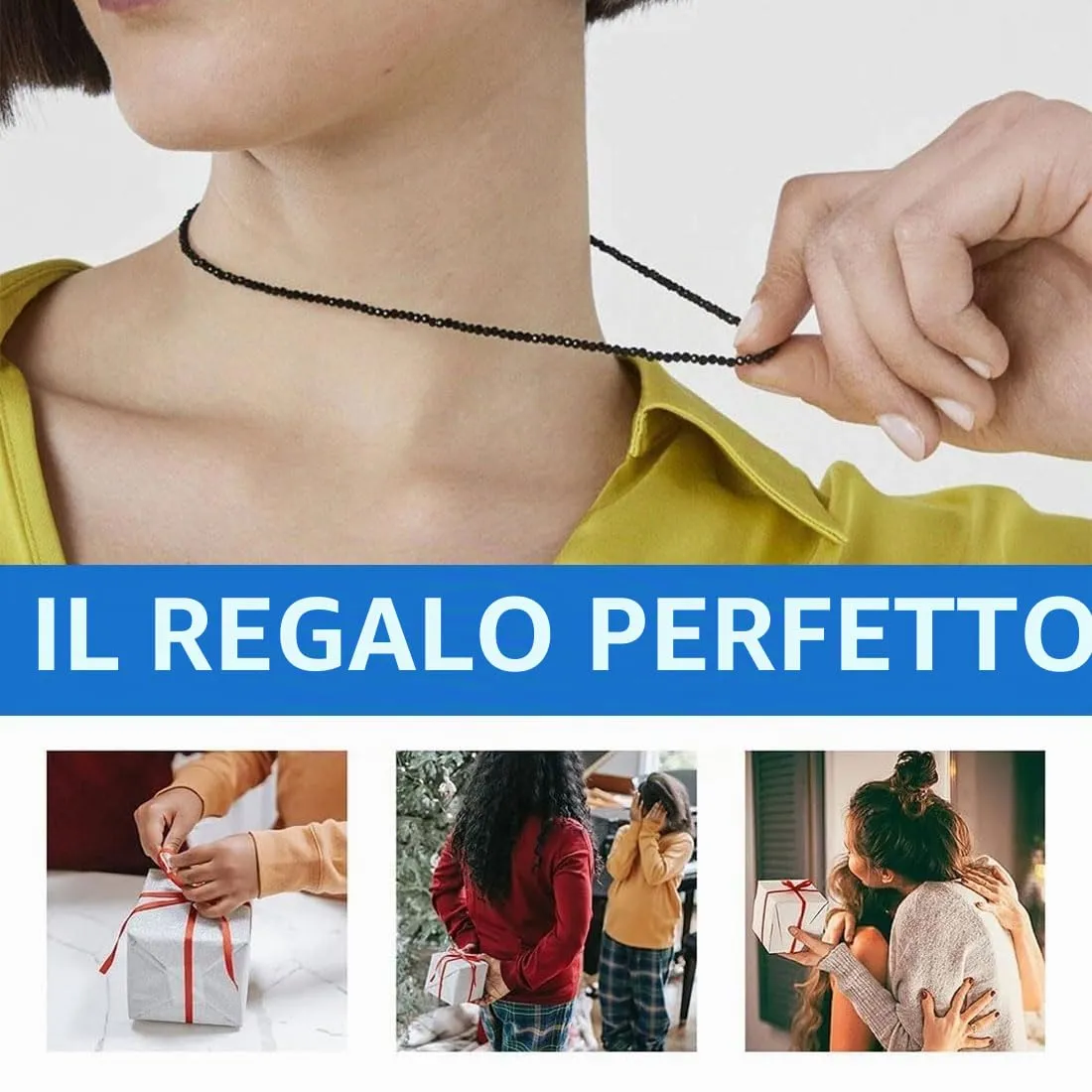 SCJJZ Collana di perline di cristallo bohémien per donna e ragazza, Nero - immagine 6