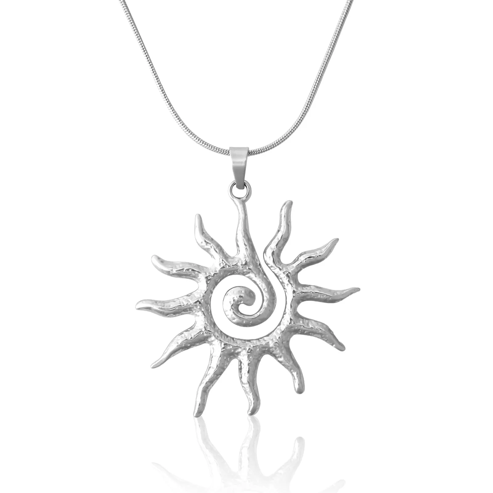 Mikovivi Collana con Ciondolo Sole in Acciaio Inossidabile Argento per Donna - immagine 1