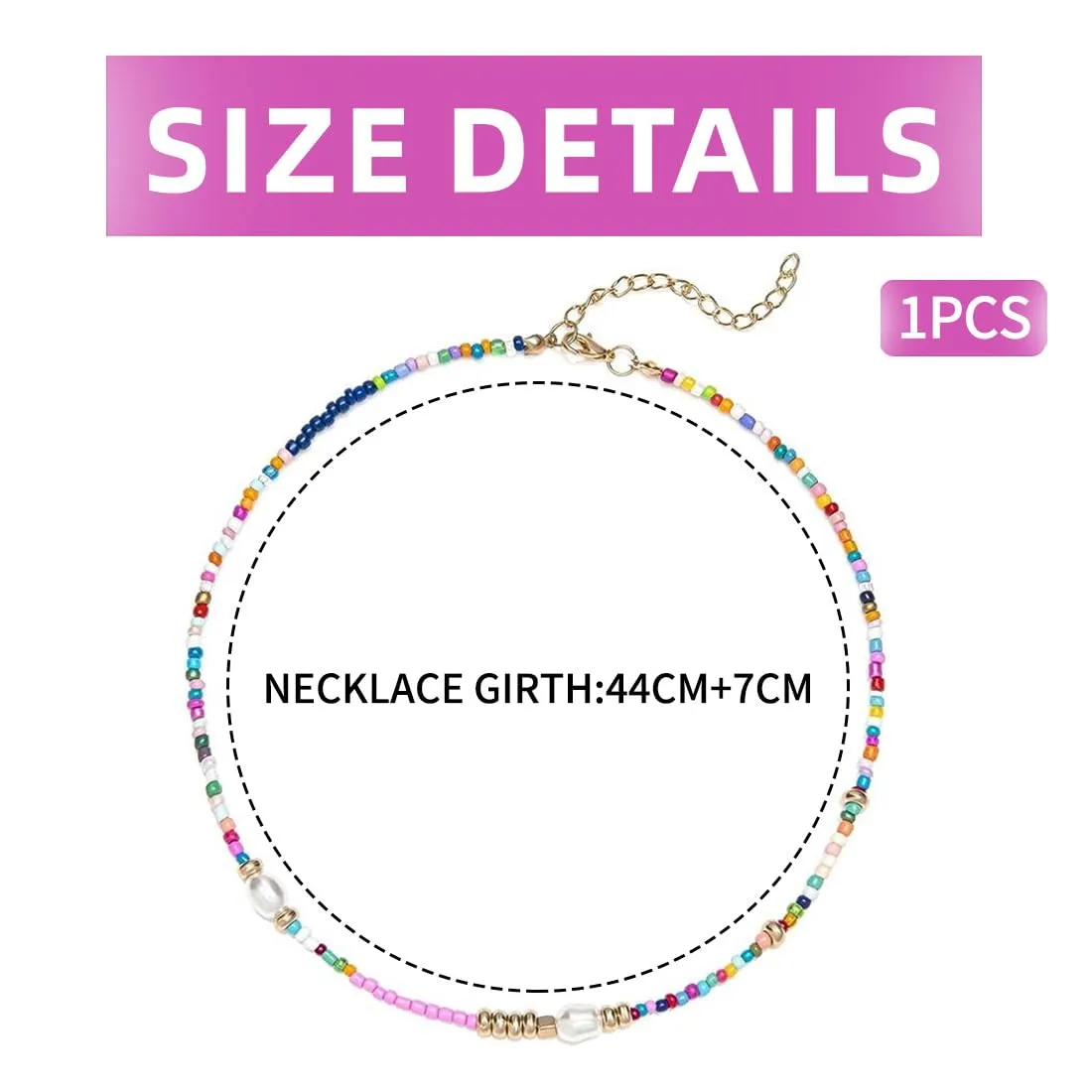 SCJJZ Collana da donna in perline di riso colorate, stile bohémien fatta a mano - immagine 2