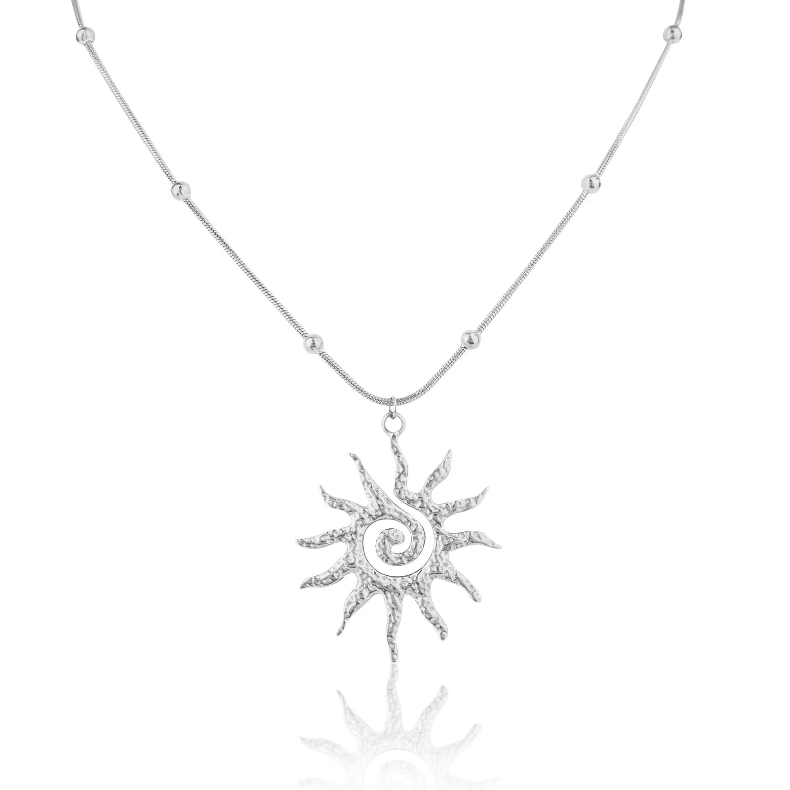 Mikovivi Collana Sole in Acciaio al Titanio Color Argento per Donna - immagine 1