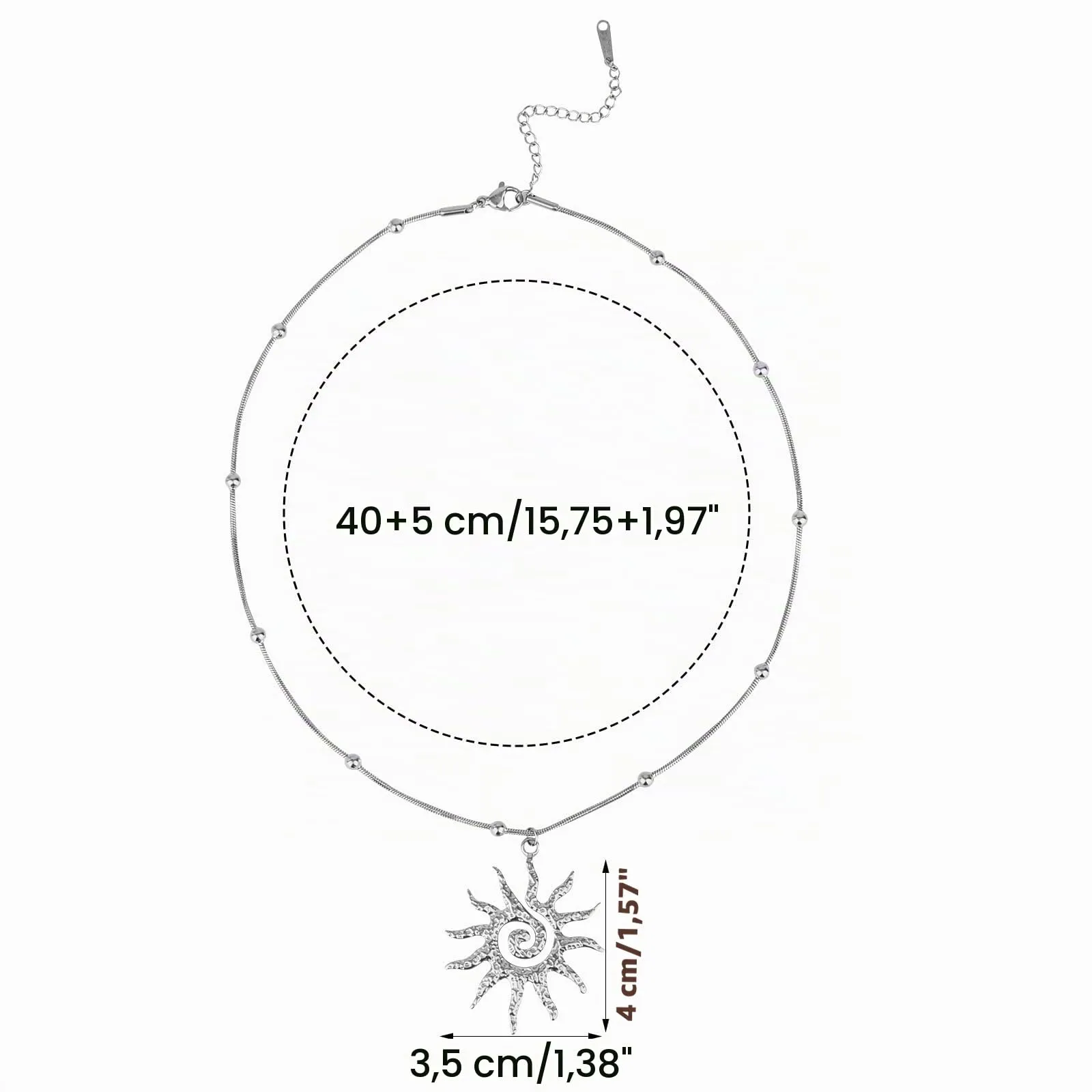 Mikovivi Collana Sole in Acciaio al Titanio Color Argento per Donna - immagine 2