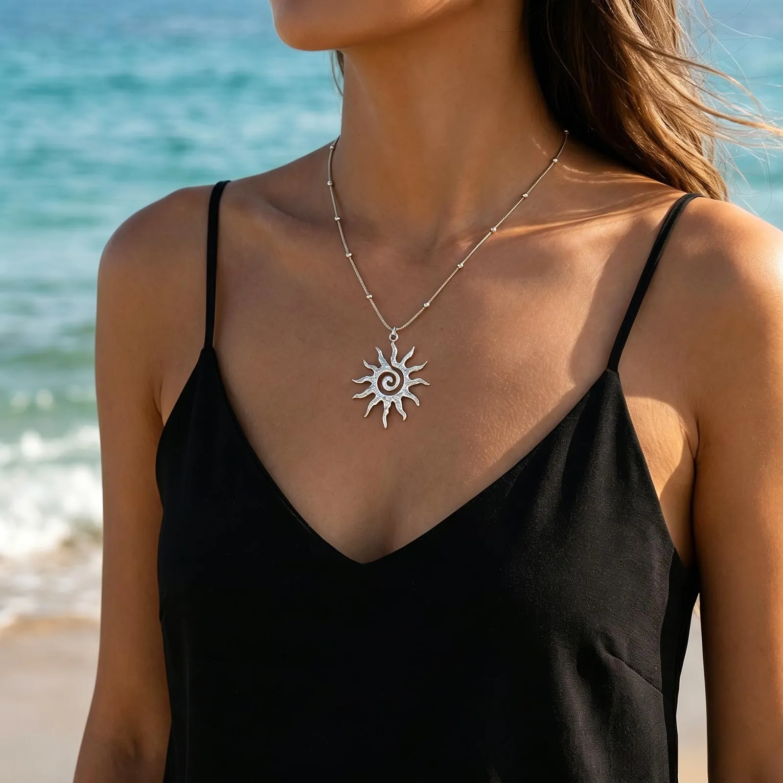Mikovivi Collana Sole in Acciaio al Titanio Color Argento per Donna - immagine 6