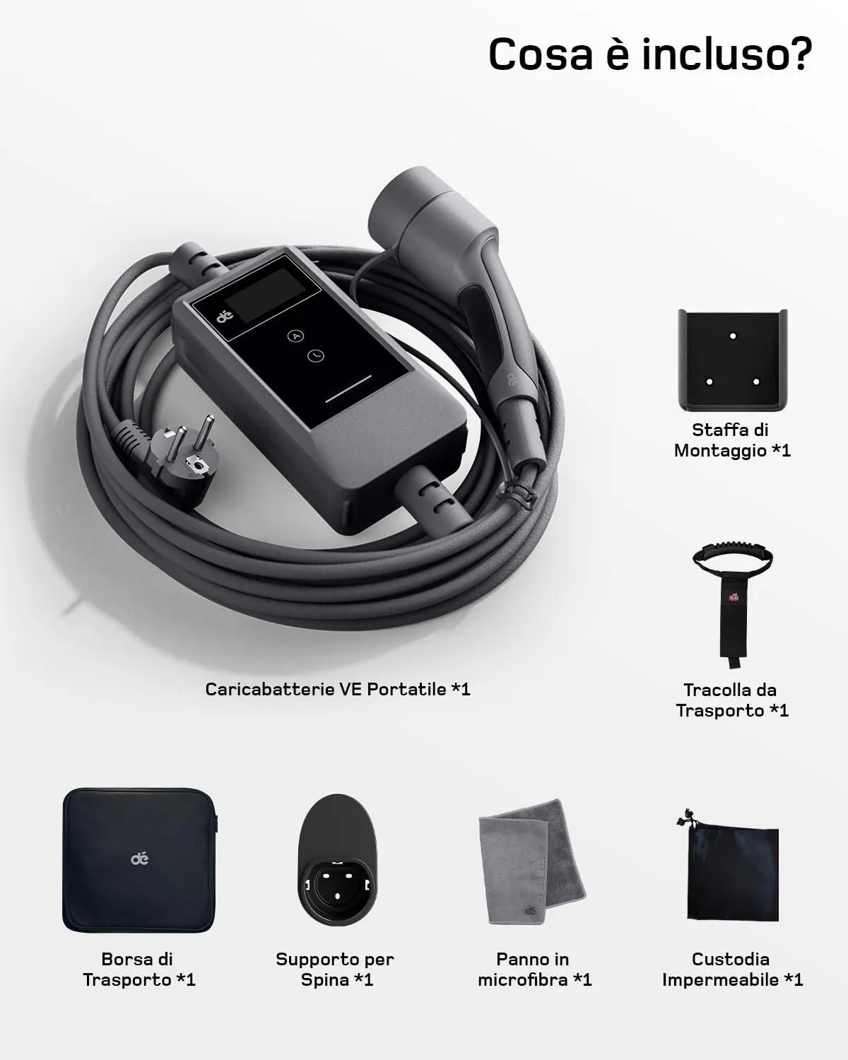 dé Carichino Colonnina di Ricarica Auto Elettrica App 3,7kW 30m 6-16A Schuko - immagine 7