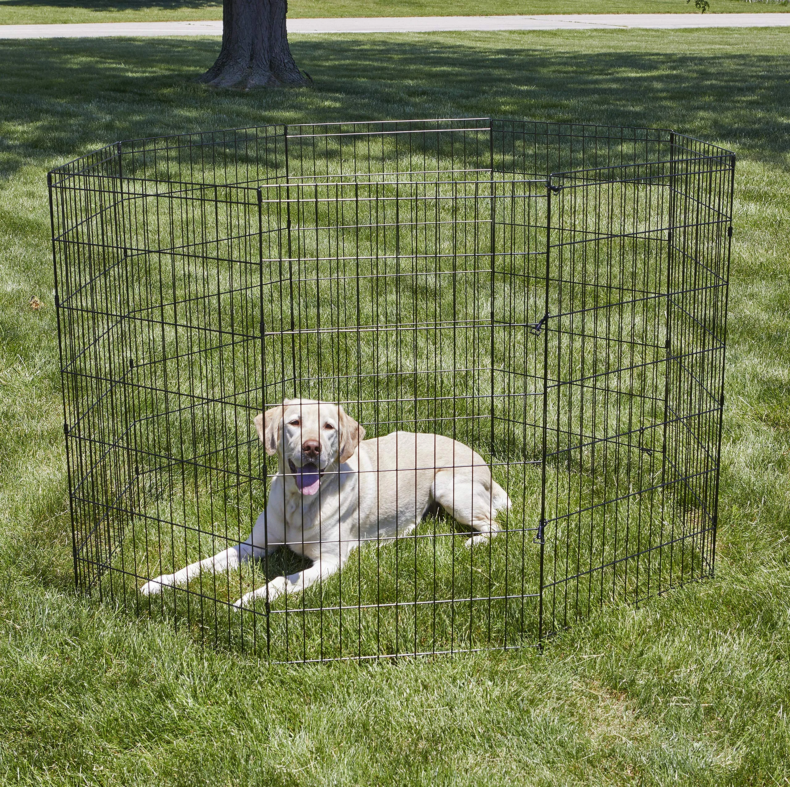 New World Recinto Pieghevole in Metallo per Animali Domestici, 157 x 157 x 106 cm, Nero - immagine 2