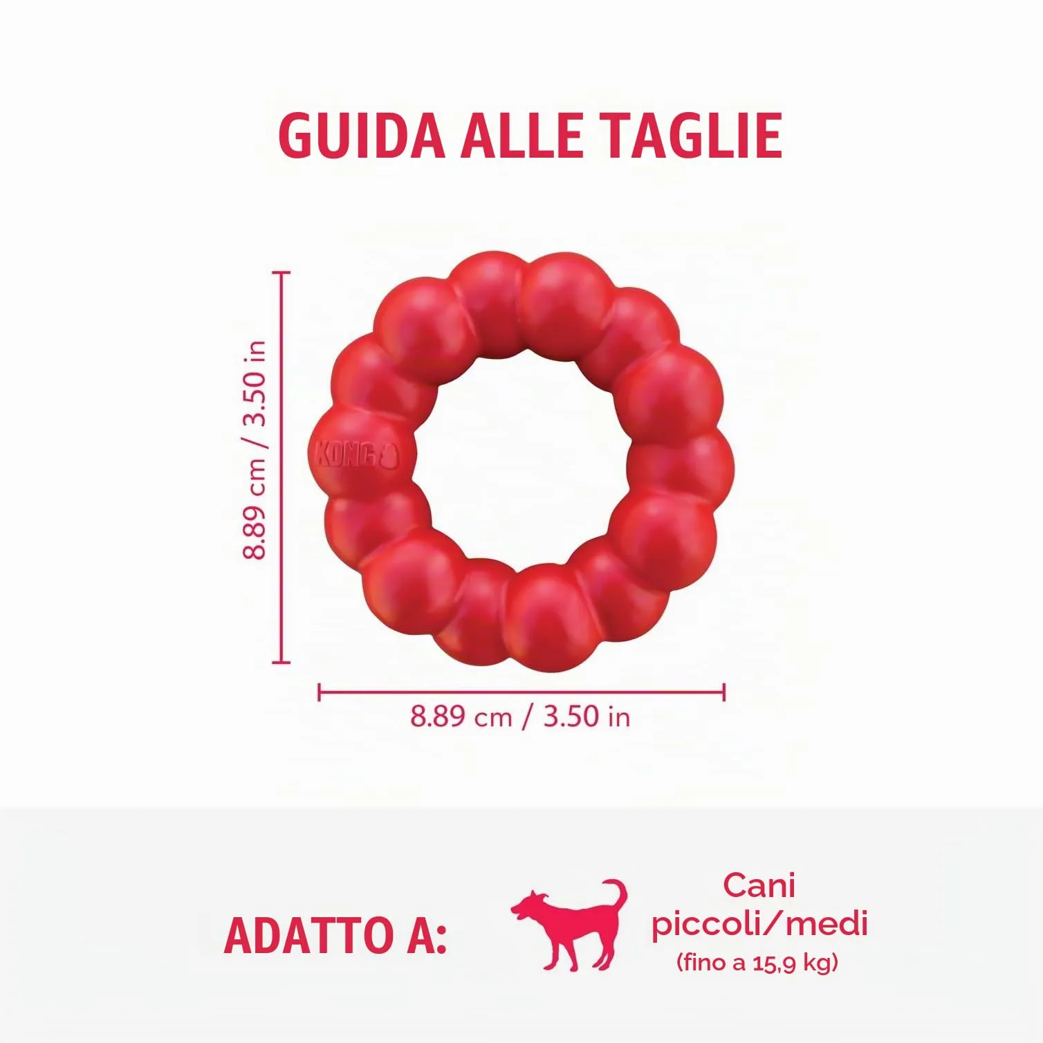 KONG Ring Anello da Masticare in Gomma Naturale, Taglia S/M - immagine 3