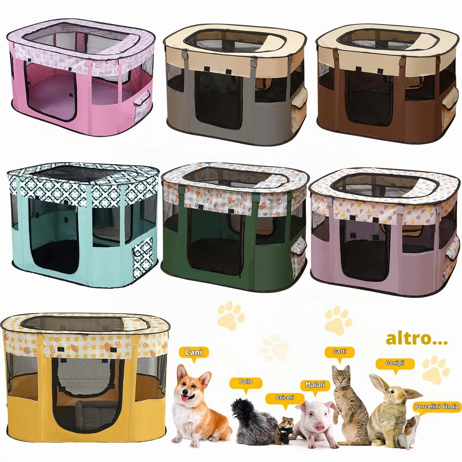 MeYuxg Recinto Pieghevole per Cani, Gatti e Conigli, Viola, 70 x 55 x 40 cm - immagine 6