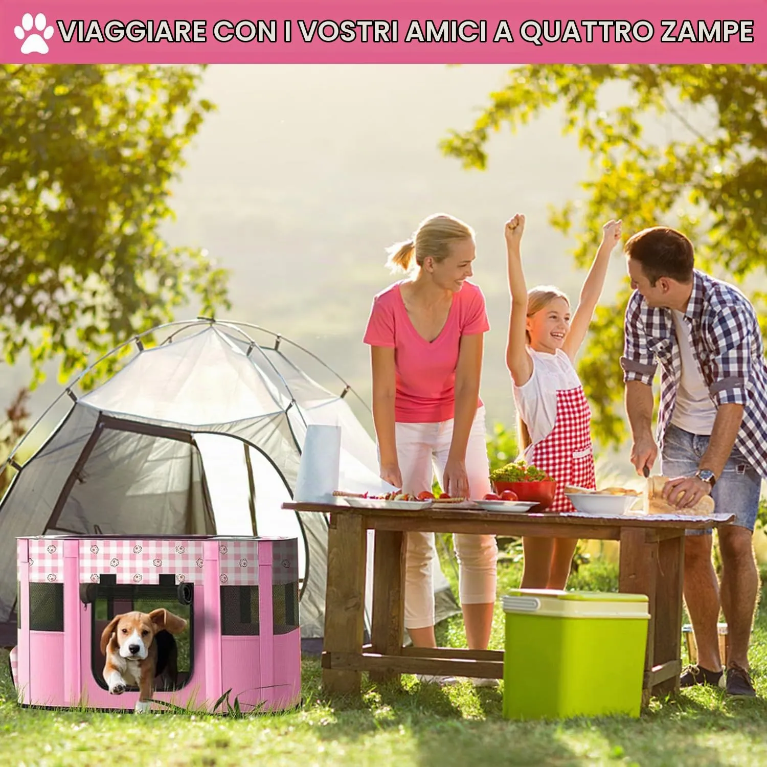 MeYuxg Recinto Pieghevole per Cani e Gatti, Rosa, 70 x 55 x 40 cm - immagine 6