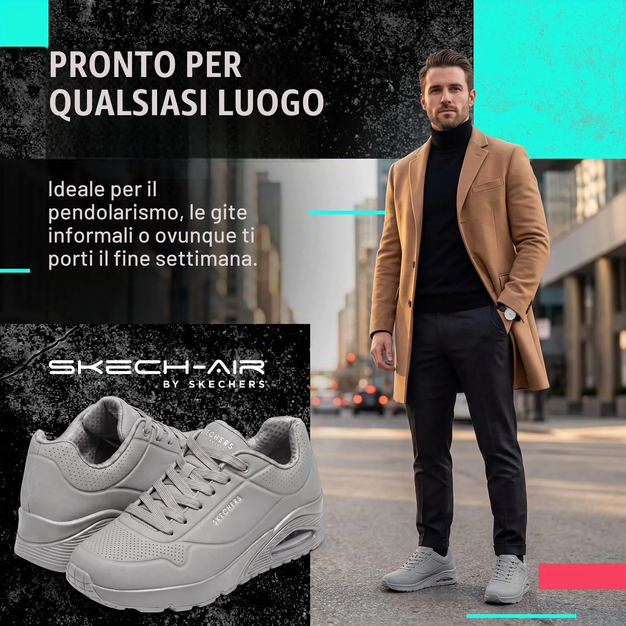 Skechers Uno Stand On Air Scarpe da ginnastica Uomo, Light Grey Durabuck Mesh, 39 EU - immagine 5