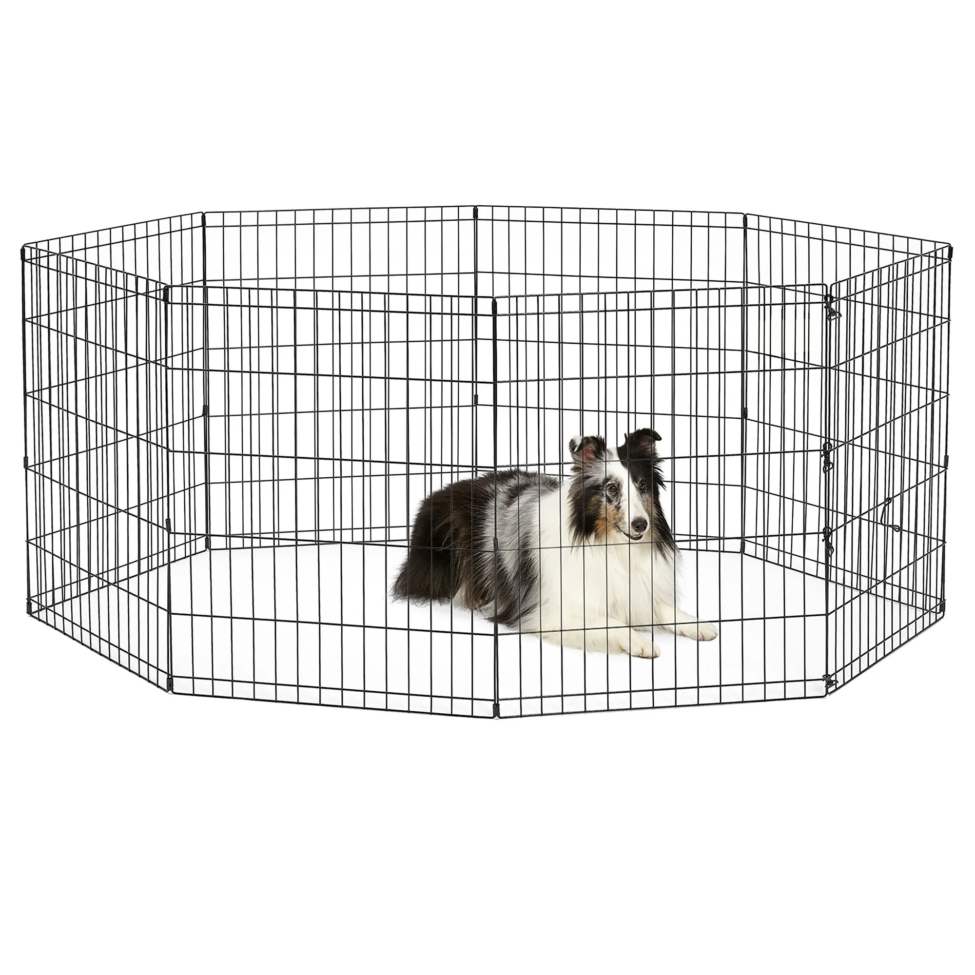 New World Recinto pieghevole in metallo per animali, senza porta, 157 x 157 x 76 cm, nero - immagine 1