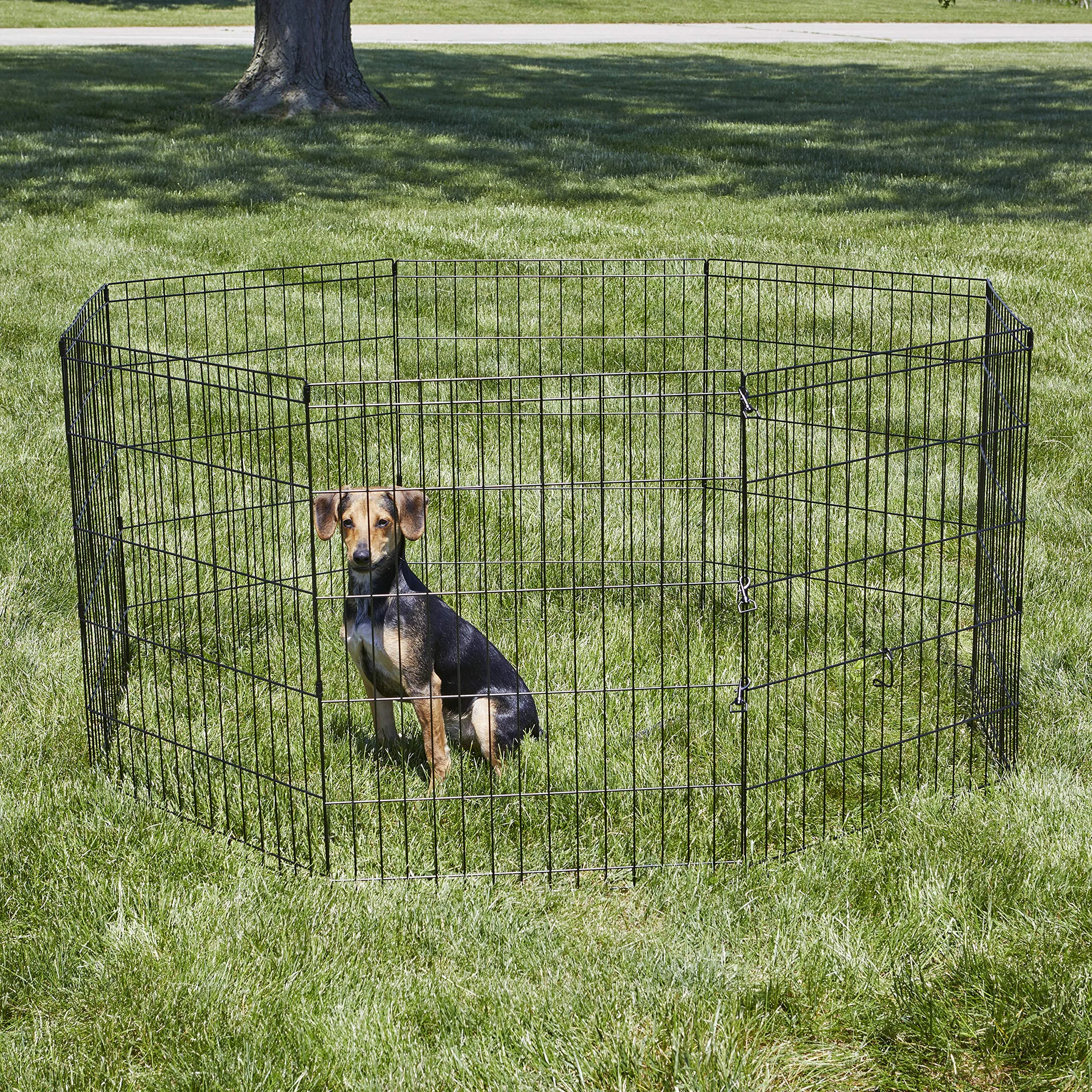 New World Recinto pieghevole in metallo per animali, senza porta, 157 x 157 x 76 cm, nero - immagine 2