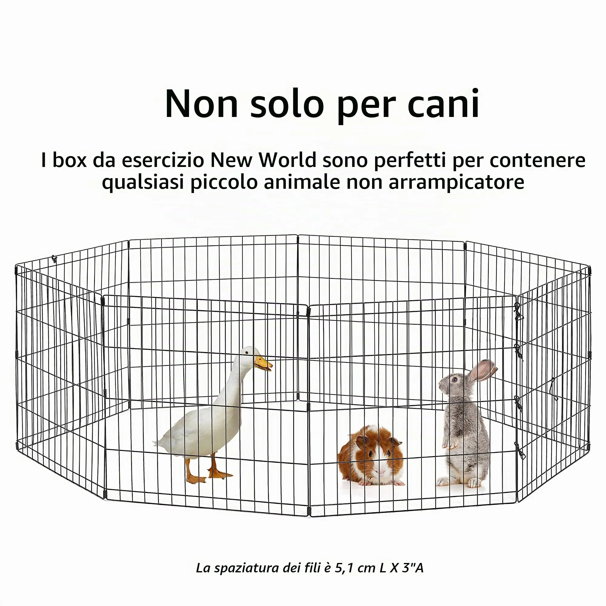 New World Recinto pieghevole in metallo per animali, senza porta, 157 x 157 x 76 cm, nero - immagine 6