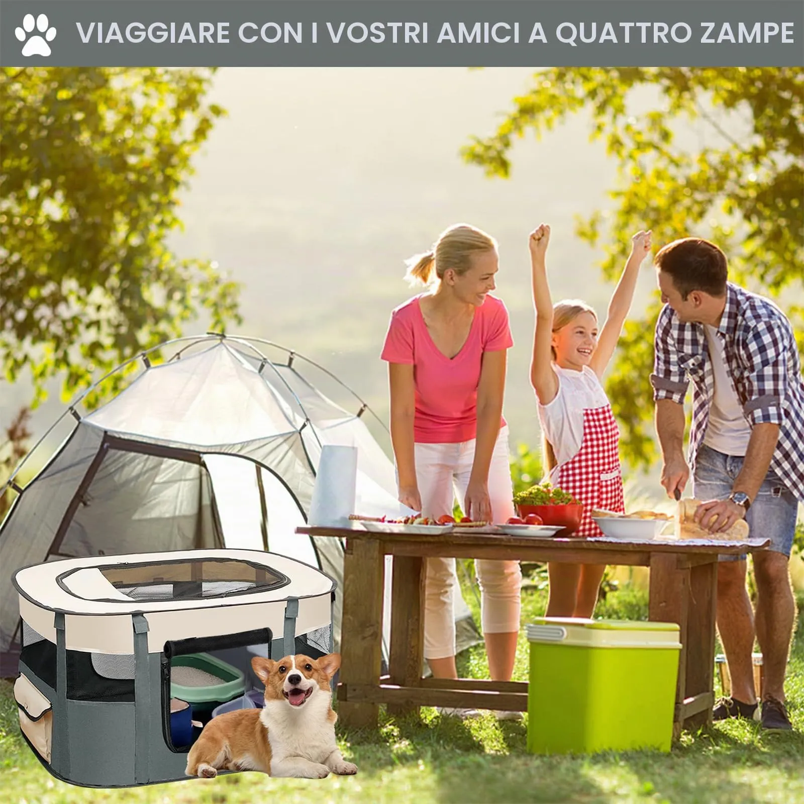 MeYuxg Recinto Pieghevole per Cani, Gatti e Conigli, Grigio, 90 x 70 x 58 cm - immagine 6