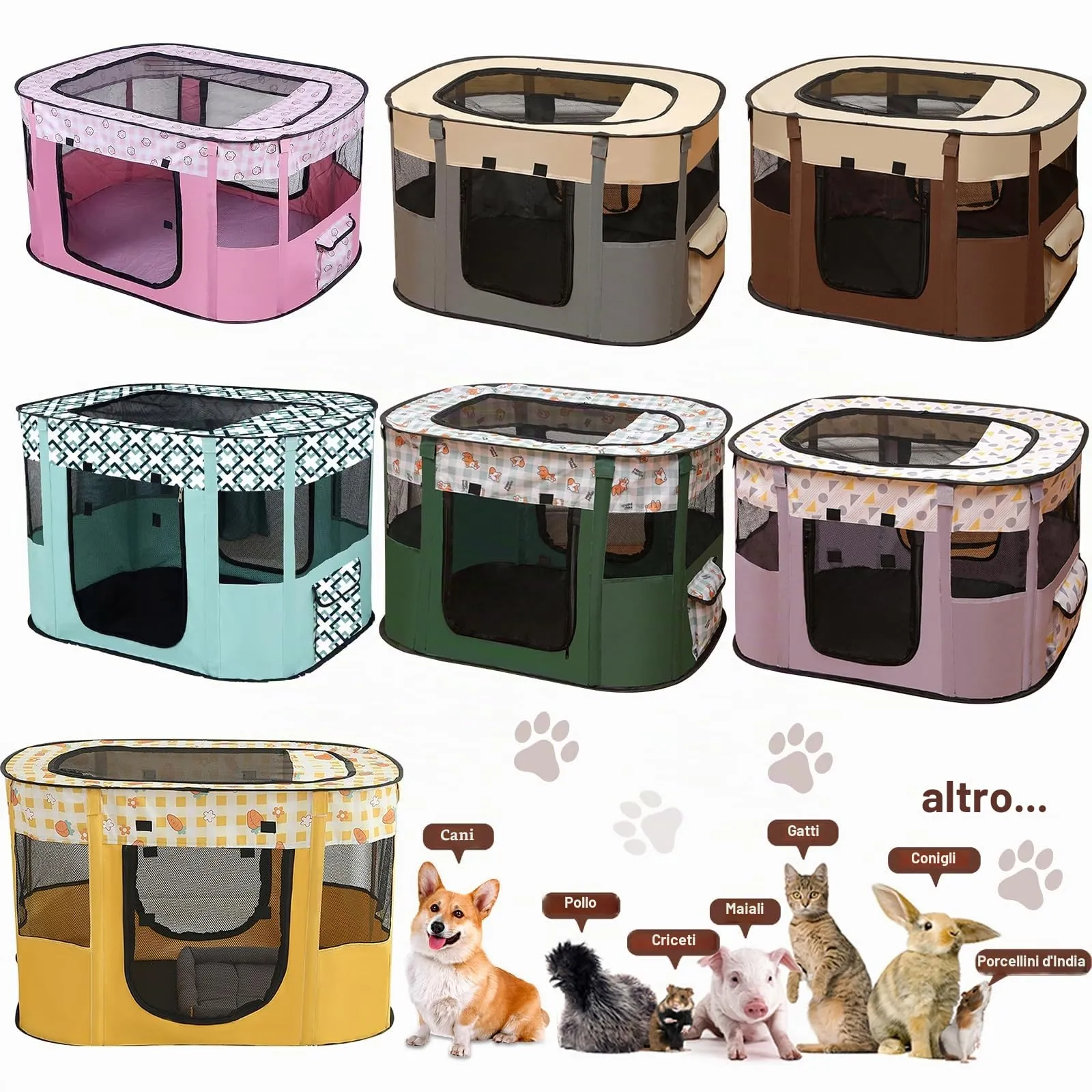 MeYuxg Recinto per Cani e Gatti Pieghevole, Marrone 80 x 60 x 55 cm - immagine 7