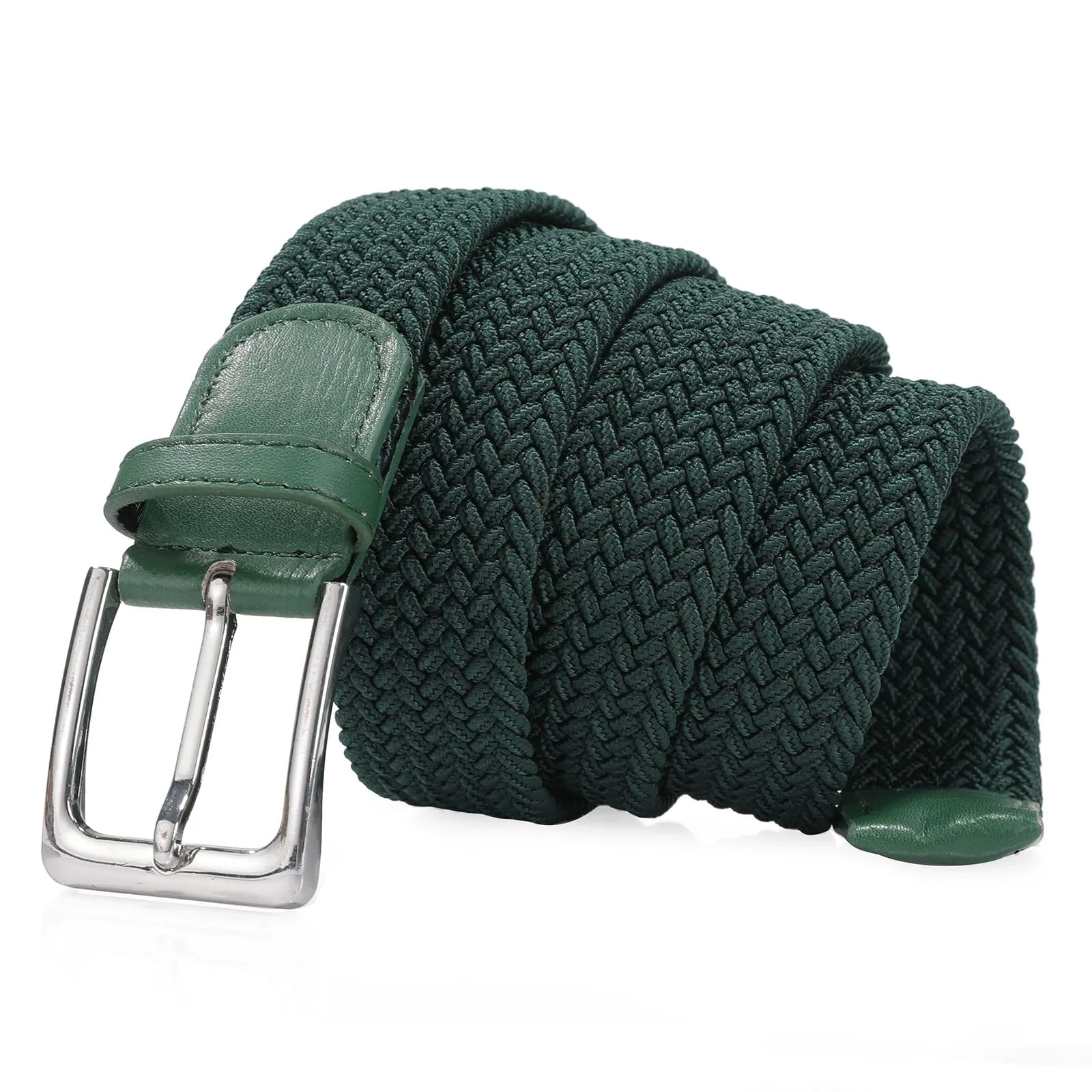 Bella Accessori Cintura Elastica Intrecciata Unisex con Fibbia in Lega di Zinco, Verde Frutta, 120cm - immagine 2