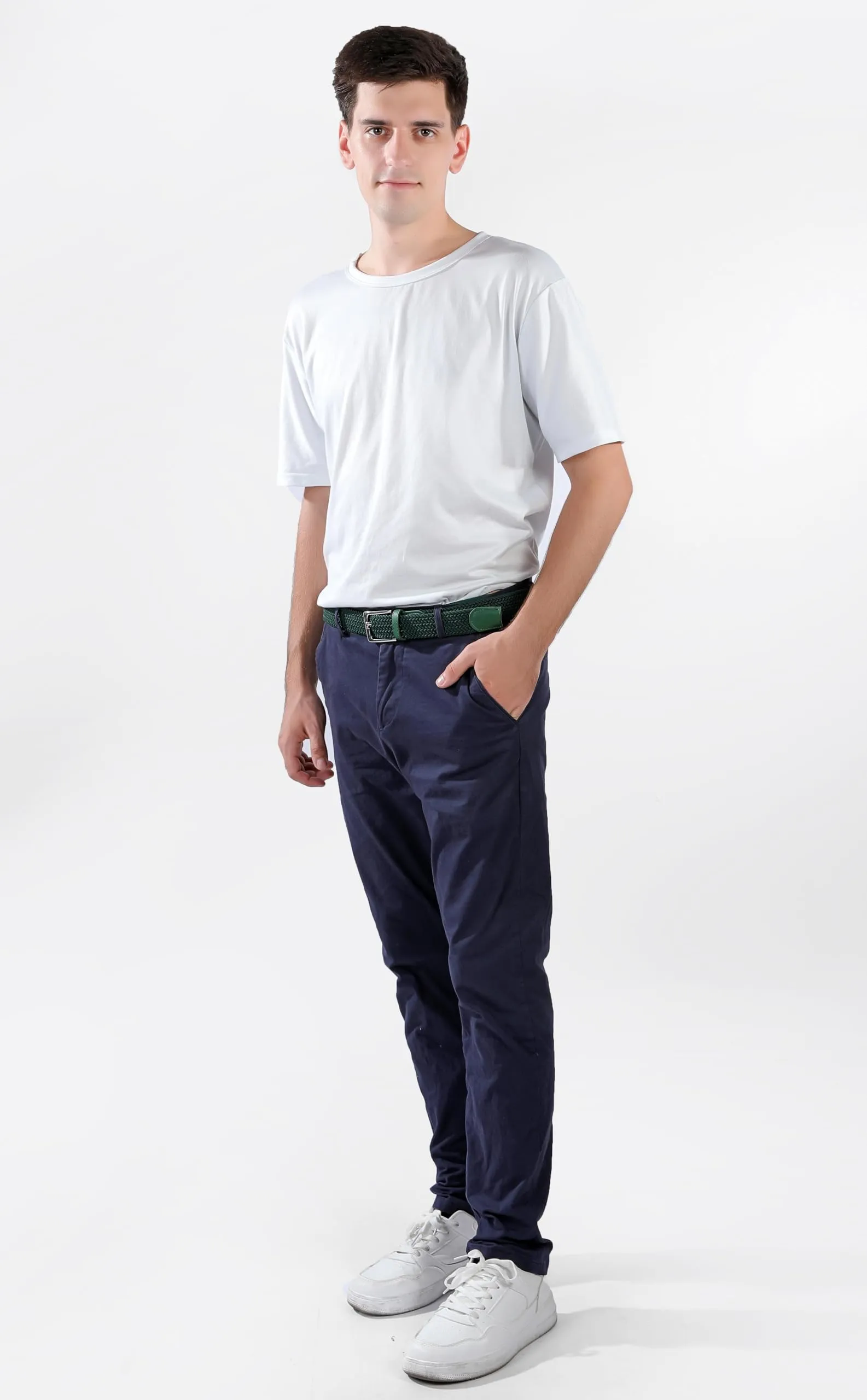 Bella Accessori Cintura Elastica Intrecciata Unisex con Fibbia in Lega di Zinco, Verde Frutta, 120cm - immagine 6