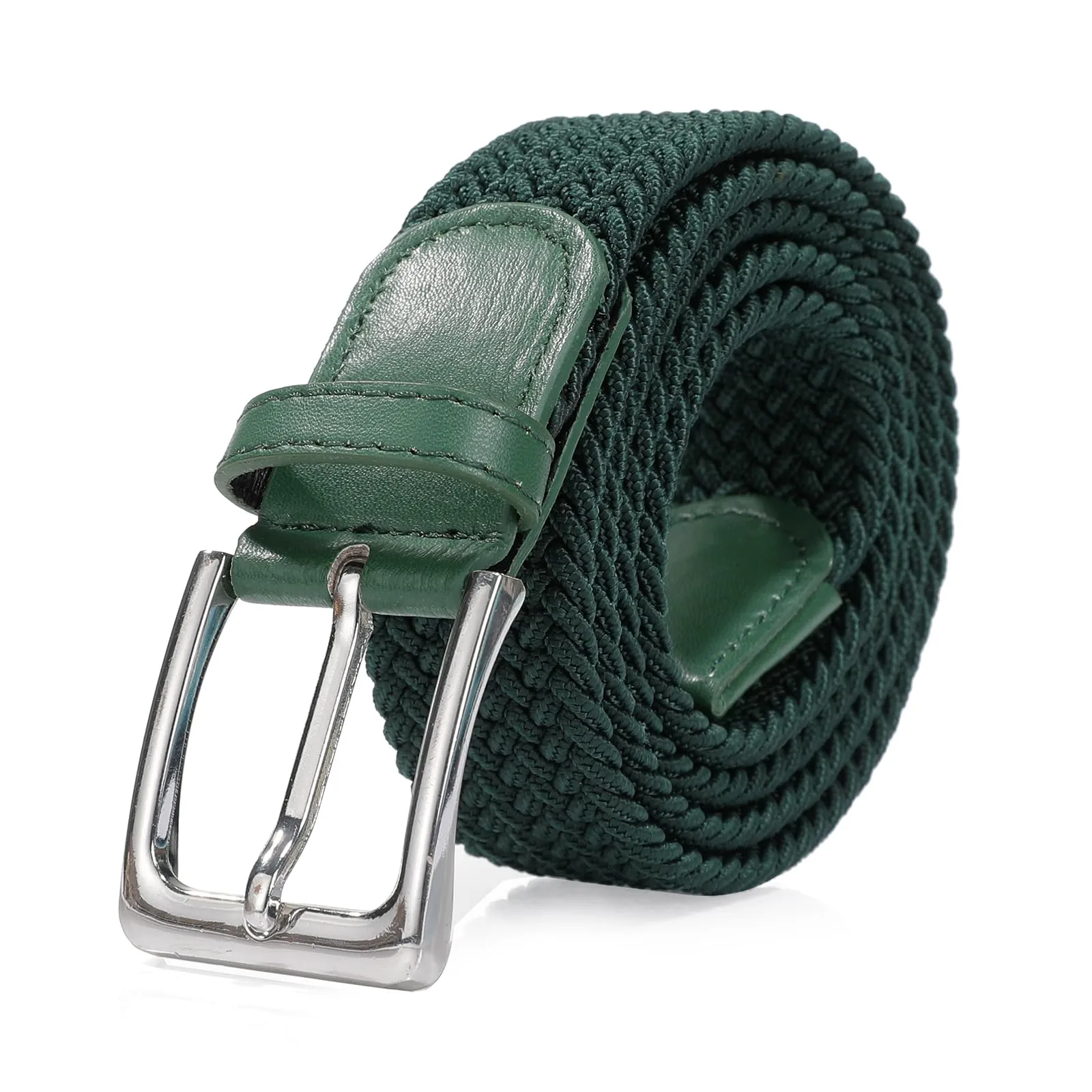 Bella Accessori Cintura Elastica Intrecciata Unisex con Fibbia in Lega di Zinco, Verde Frutta, 120cm - immagine 7
