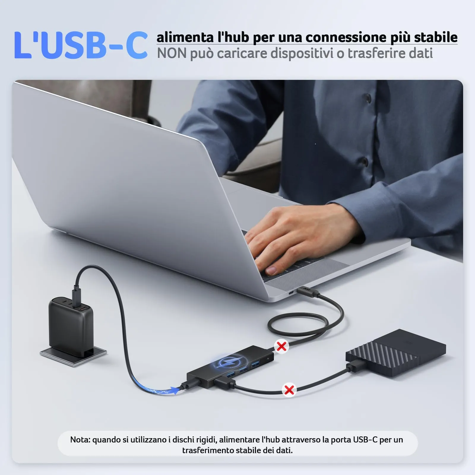 Acer Hub USB-C 3.0, 4 Porte USB 5Gbps, Adattatore Multiporta Estensione (120cm) - immagine 5