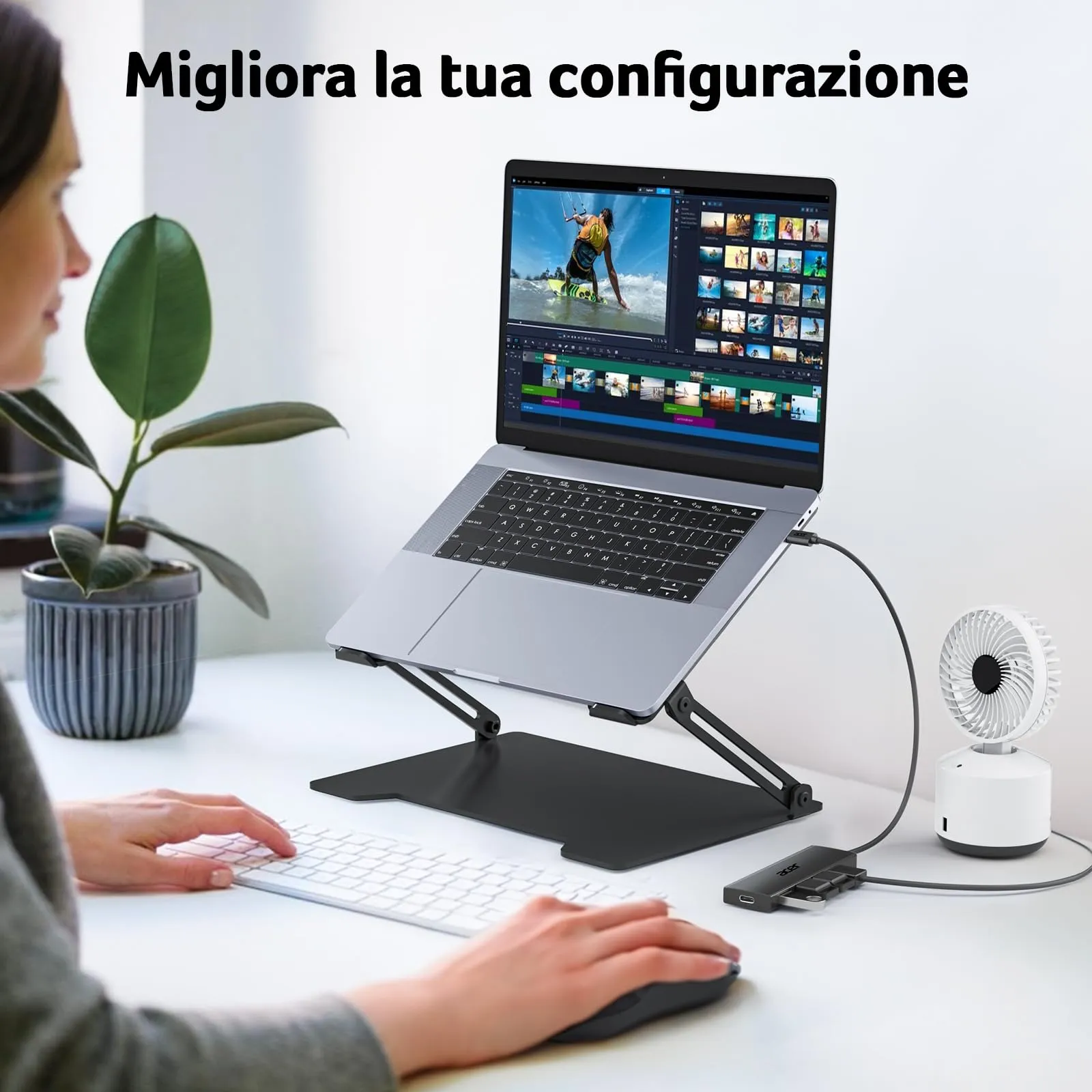 Acer Hub USB-C 3.0, 4 Porte USB 5Gbps, Adattatore Multiporta Estensione (120cm) - immagine 7