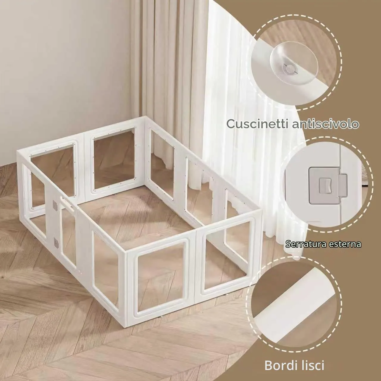 Gupamiga Recinto per cuccioli pieghevole con porta, bianco (150 x 104 cm) - immagine 3