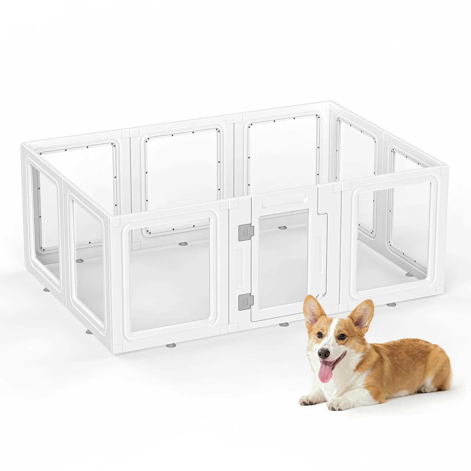 Gupamiga Recinto per cuccioli pieghevole con porta, bianco (150 x 104 cm) - immagine 7