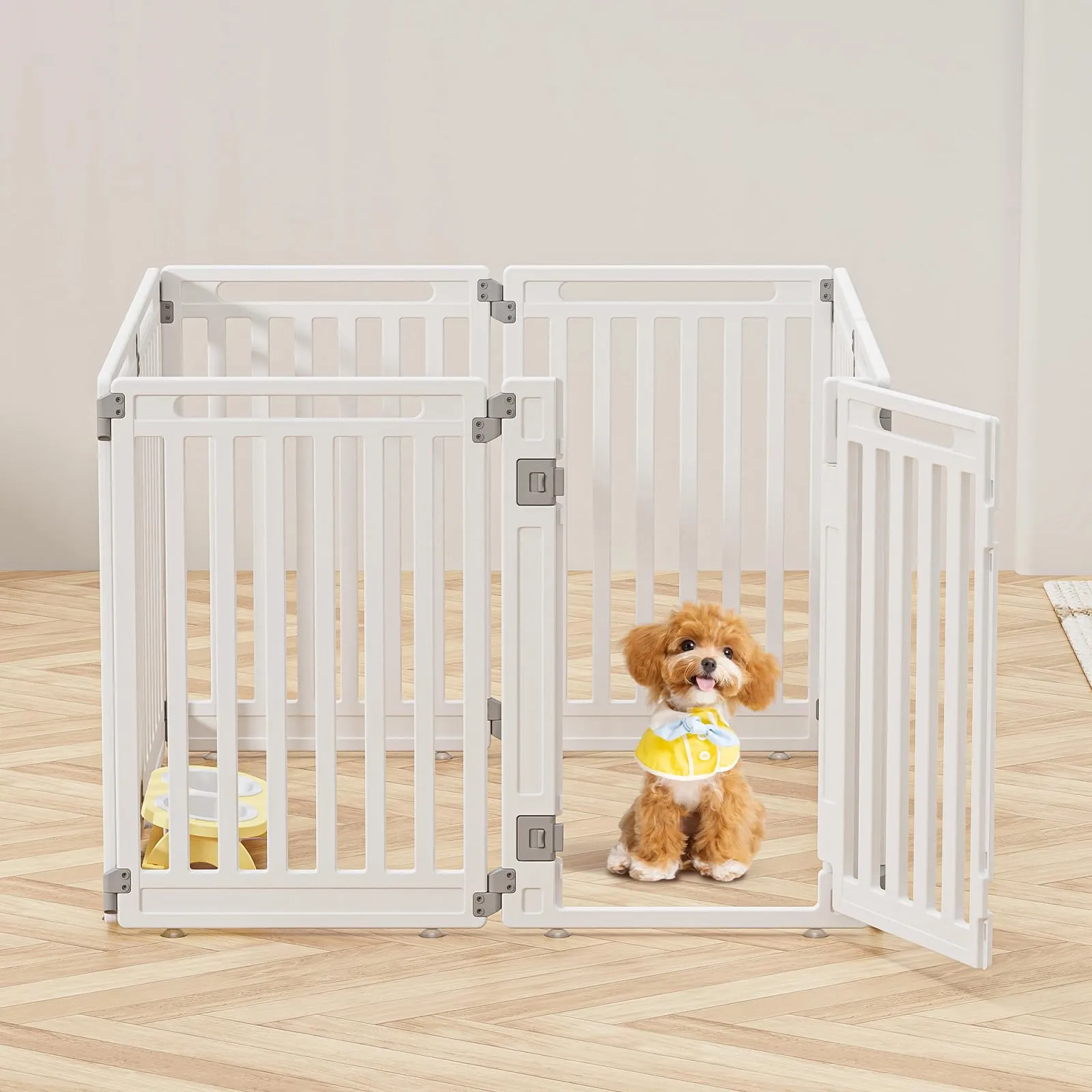 Gupamiga Recinto per Cani e Cuccioli Interno Esterno con Cancelletto, Bianco 112 x 112 x 80 cm - immagine 1
