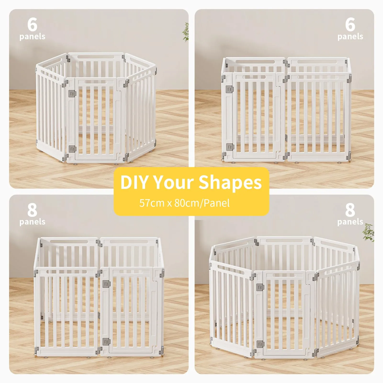 Gupamiga Recinto per Cani e Cuccioli Interno Esterno con Cancelletto, Bianco 112 x 112 x 80 cm - immagine 2