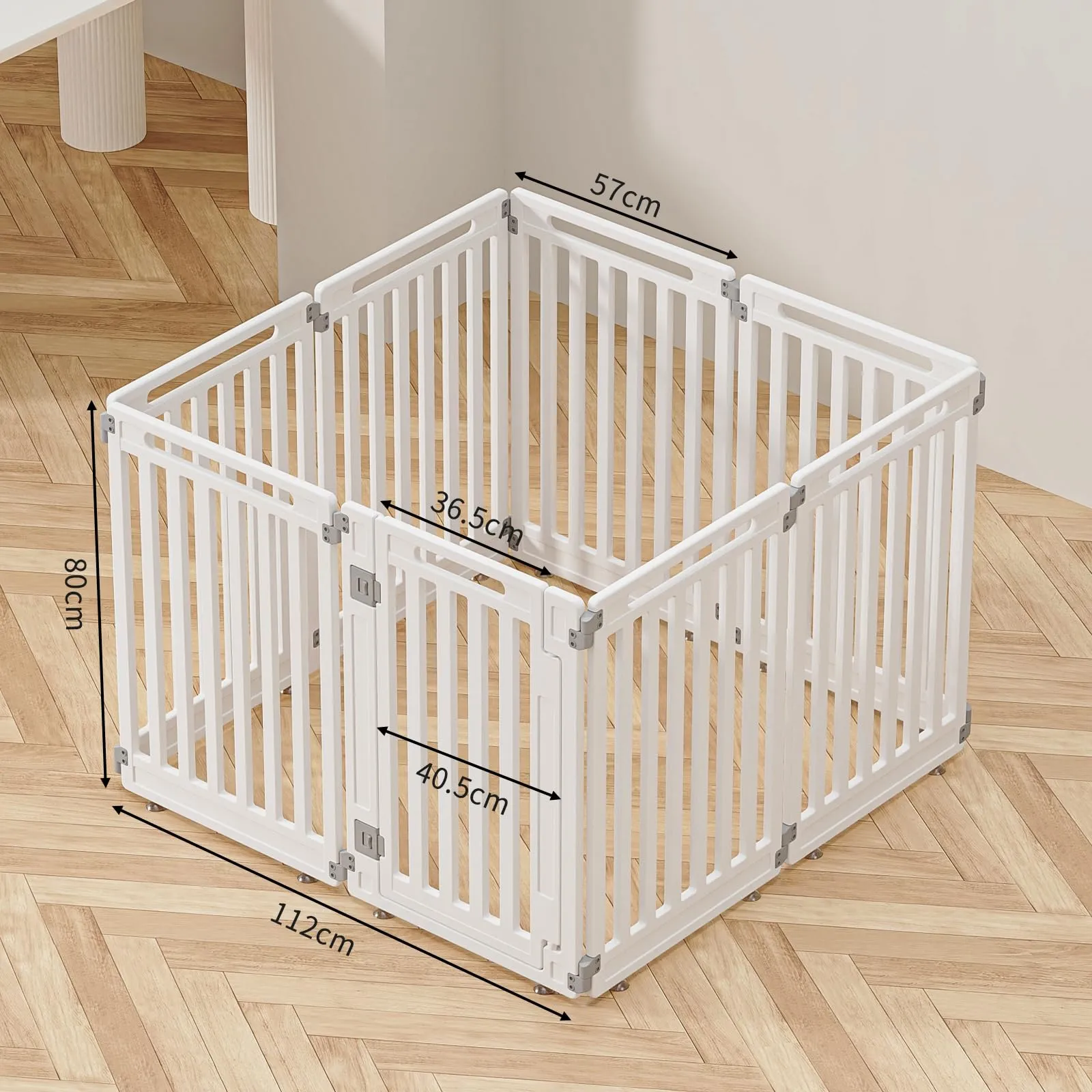 Gupamiga Recinto per Cani e Cuccioli Interno Esterno con Cancelletto, Bianco 112 x 112 x 80 cm - immagine 3