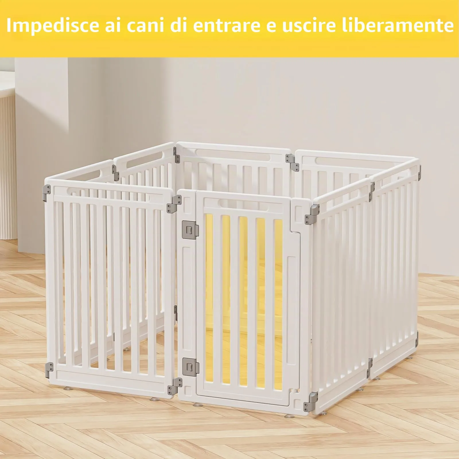 Gupamiga Recinto per Cani e Cuccioli Interno Esterno con Cancelletto, Bianco 112 x 112 x 80 cm - immagine 6