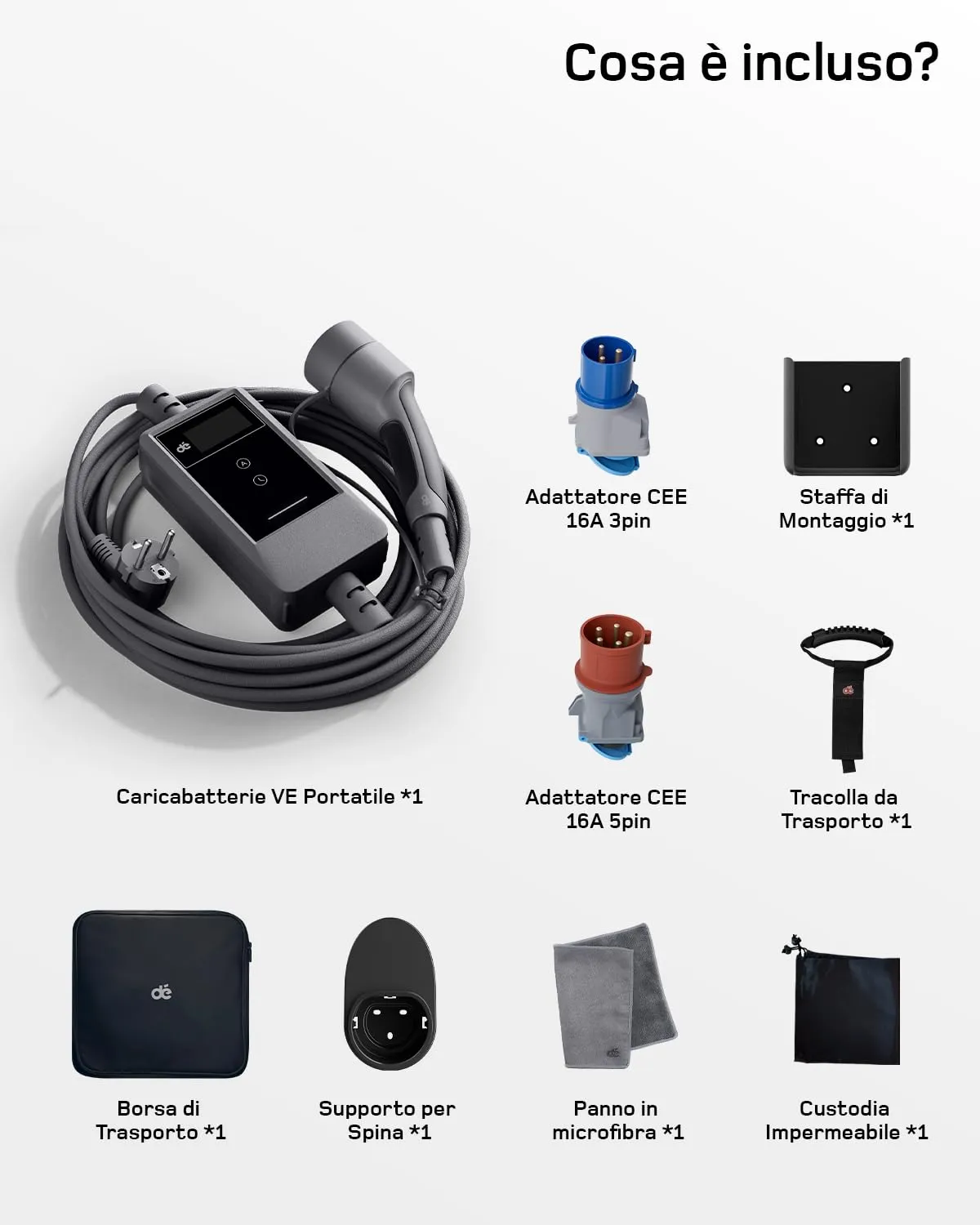 dé Carichino Auto Elettrica App 3,7kW 7m 6-16A Set Viaggio - immagine 7