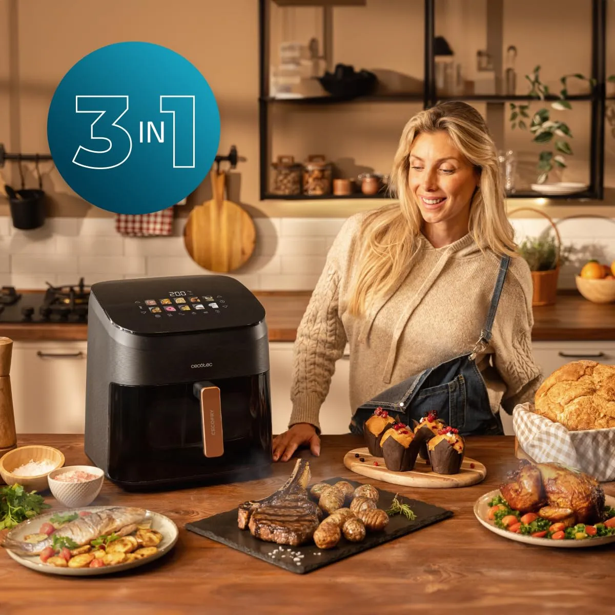Cecotec Cecofry&Grill Smokin' 8500 Friggitrice ad Aria 8.5 Litri, 2200W, Piastra-Grill, Affumicatore Integrato - immagine 6
