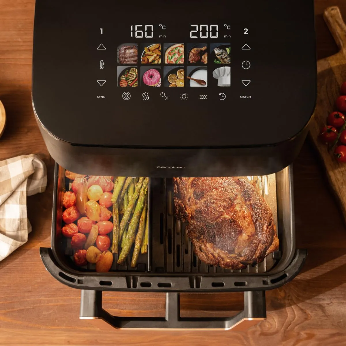 Cecotec Cecofry&Grill Smokin' 11000 Air Fryer, 10L, 2200W, 3in1 Friggitrice Grill Piastra con Affumicatore Integrato - immagine 4