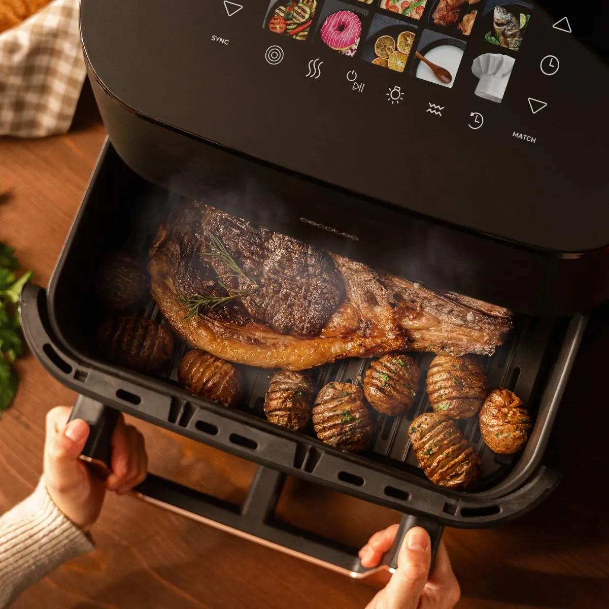 Cecotec Cecofry&Grill Smokin' 11000 Air Fryer, 10L, 2200W, 3in1 Friggitrice Grill Piastra con Affumicatore Integrato - immagine 11