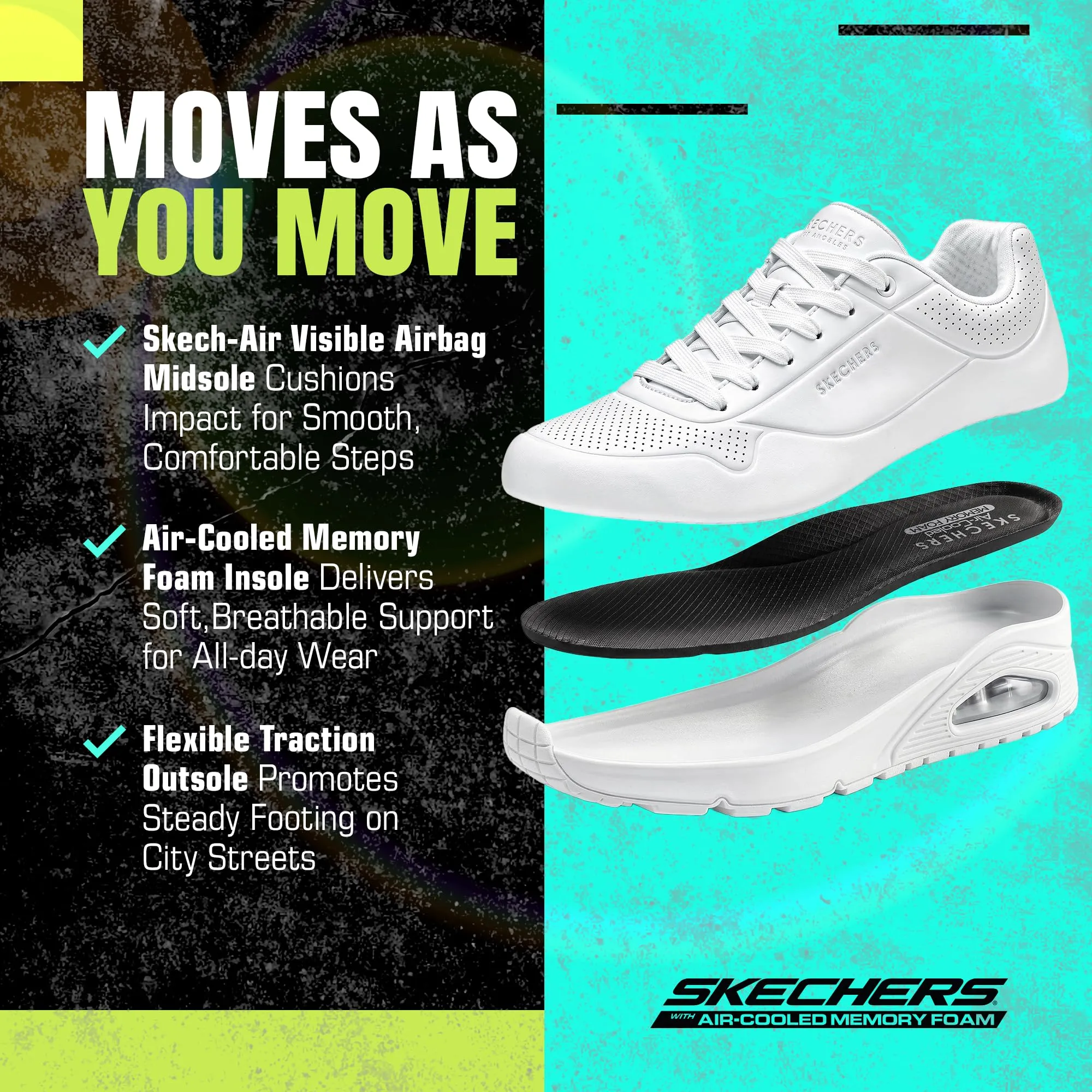 Skechers Uno Stand on Air Sneaker Uomo, Durabuck Bianca, 10 UK Wide - immagine 4