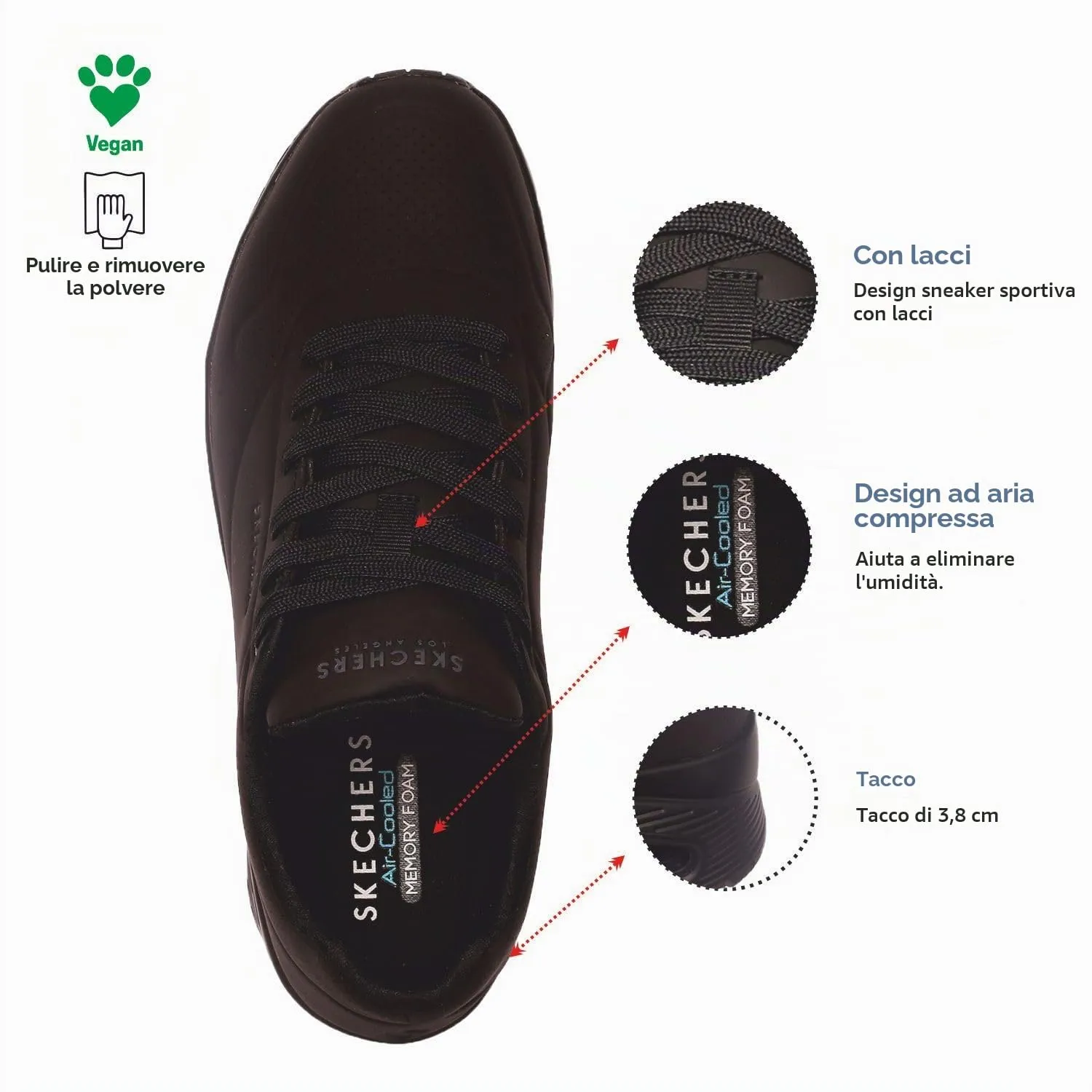 Skechers Uno Stand on Air, Black, 10.5 Wide - immagine 5