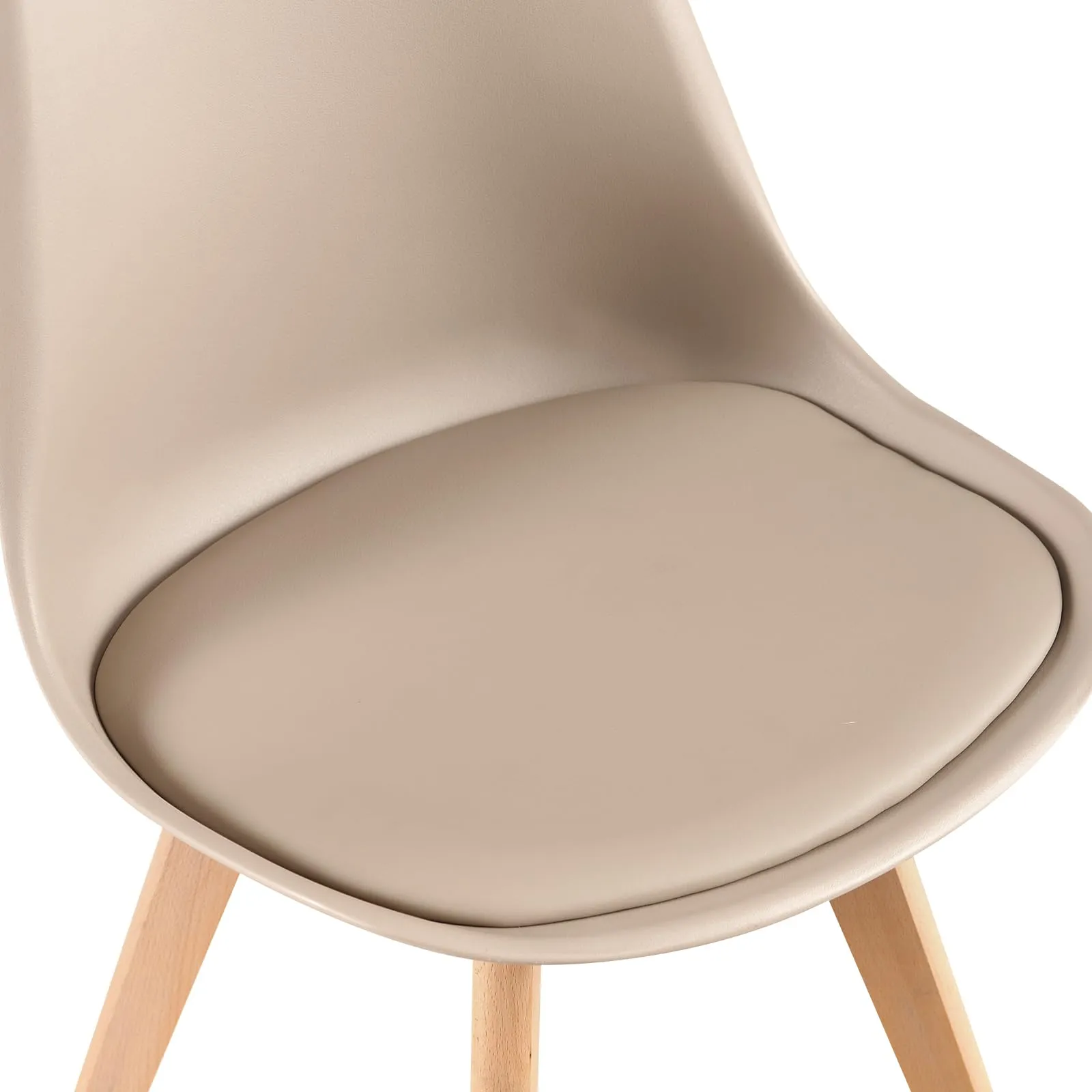 EGGREE Set di 2 Sedie da Pranzo e Cucina in Pelle PU con Gambe in Legno, Kaki Chiaro - immagine 9
