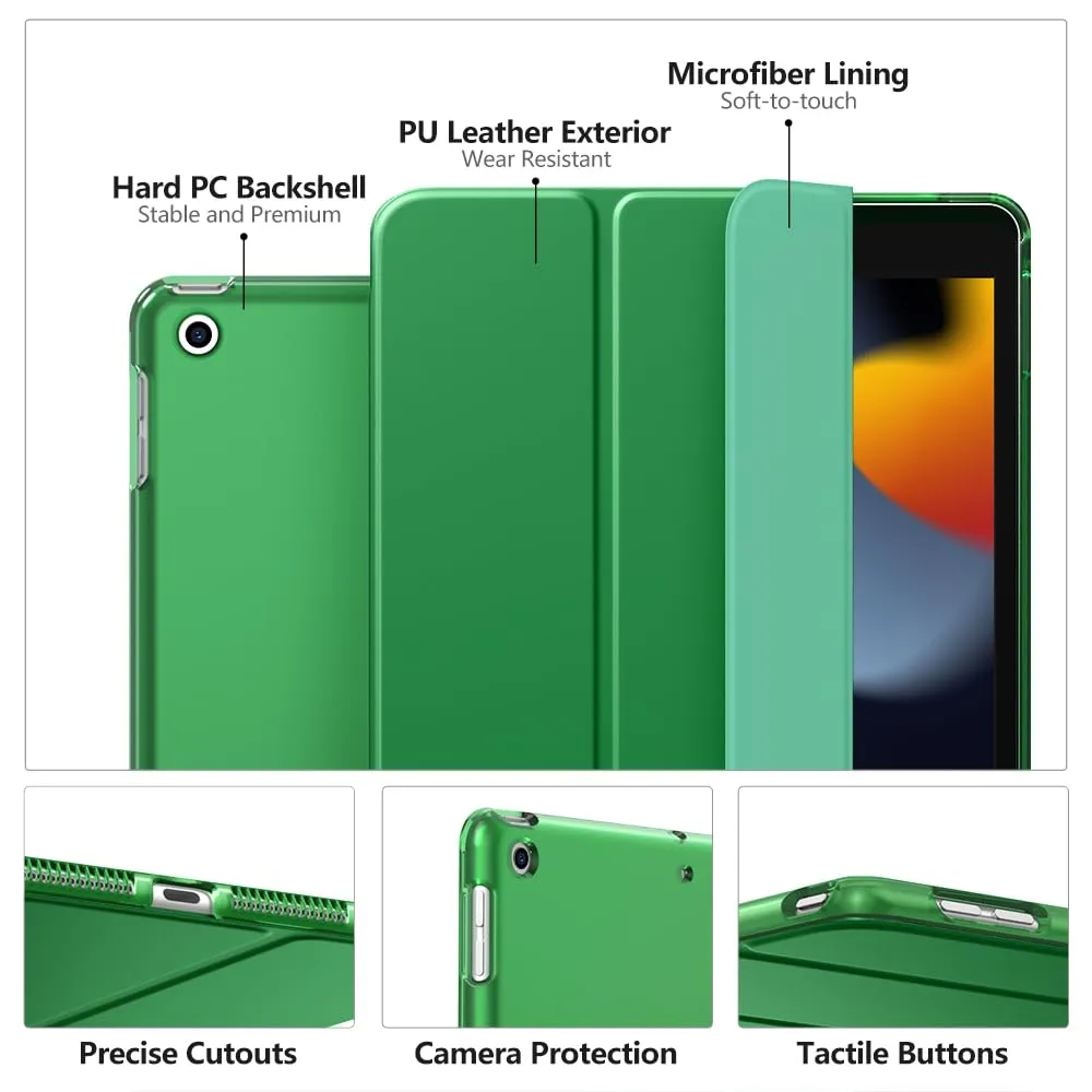 MoKo Cover per iPad 9a/8a/7a Gen 10.2" (2021/2020/2019), Verde Foresta - immagine 4