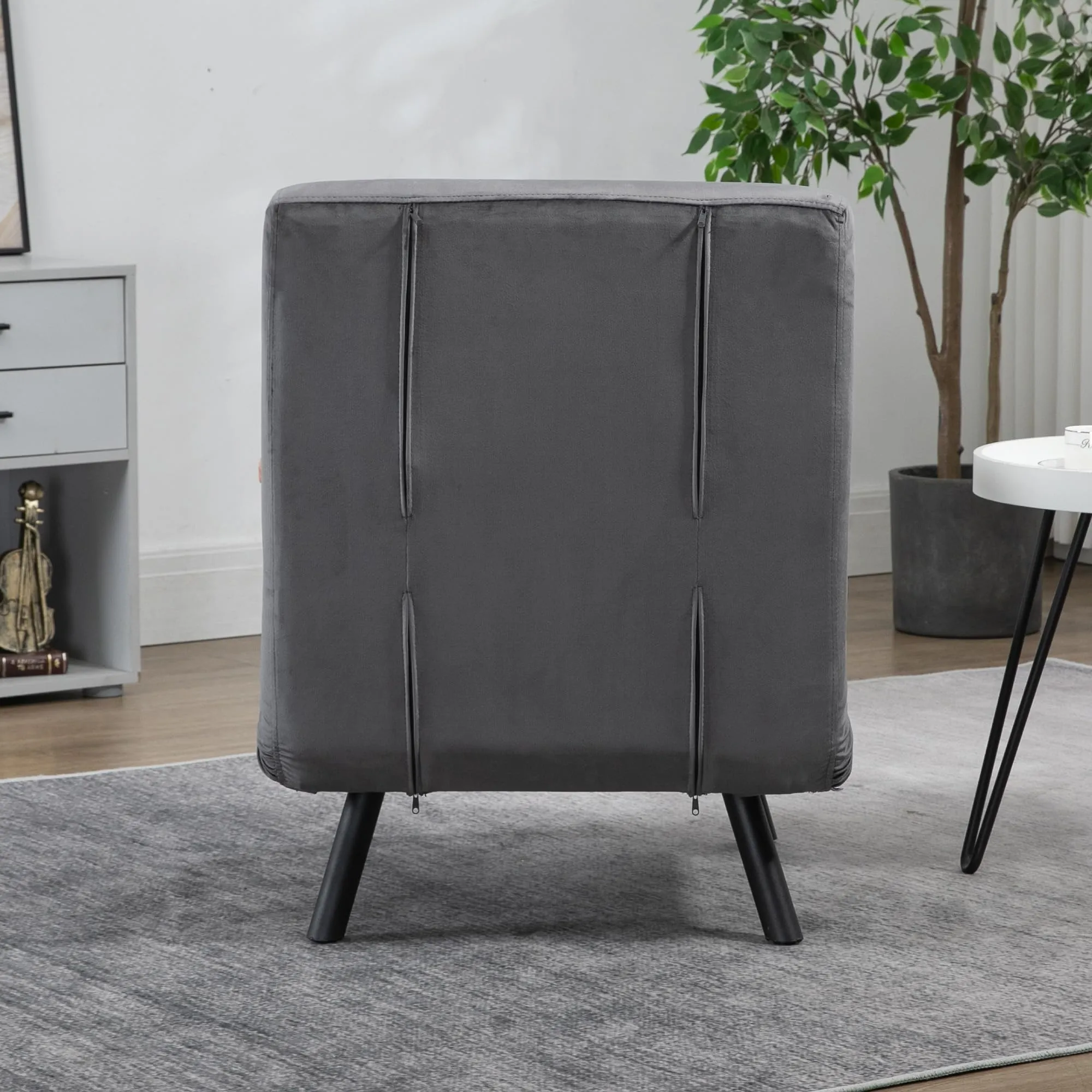 HOMCOM Poltrona Letto Singolo Schienale Regolabile 5 Livelli, Grigio Scuro - immagine 7