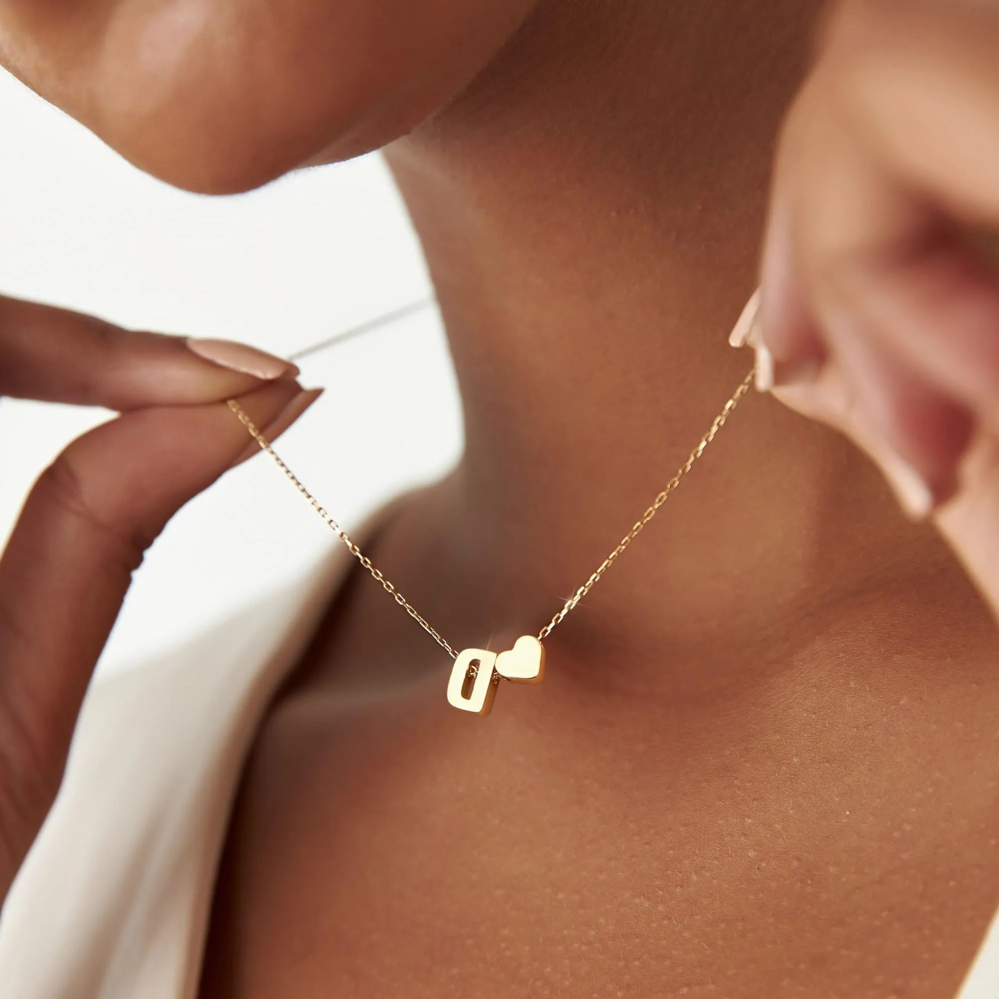 BodyBonita Collana a Strati con Cuore Iniziale Q Placcata in Oro 16K per Donna - immagine 5