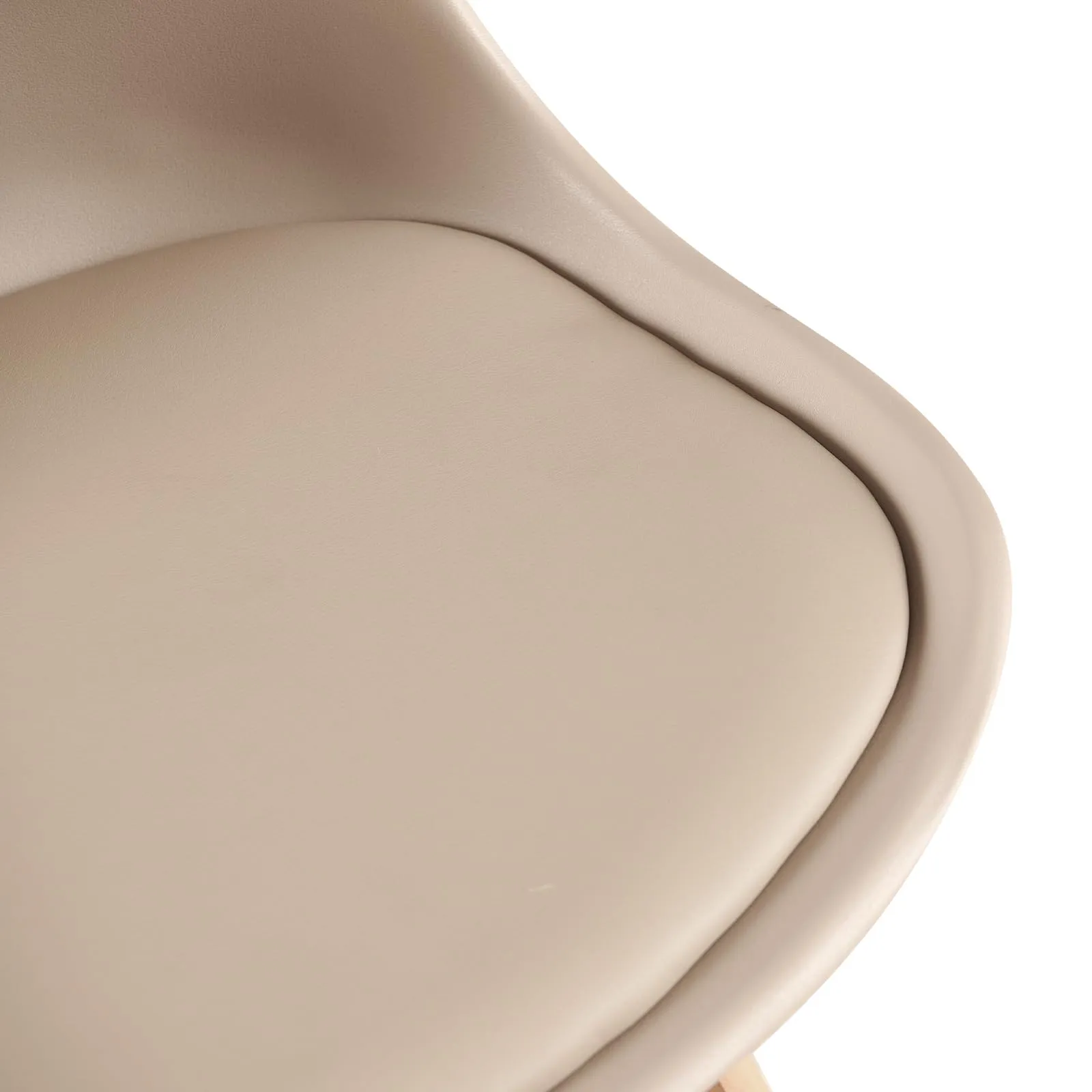 EGGREE Set di 4 Sedie da Pranzo e Cucina in Pelle PU e Legno di Faggio, Kaki Chiaro - immagine 7