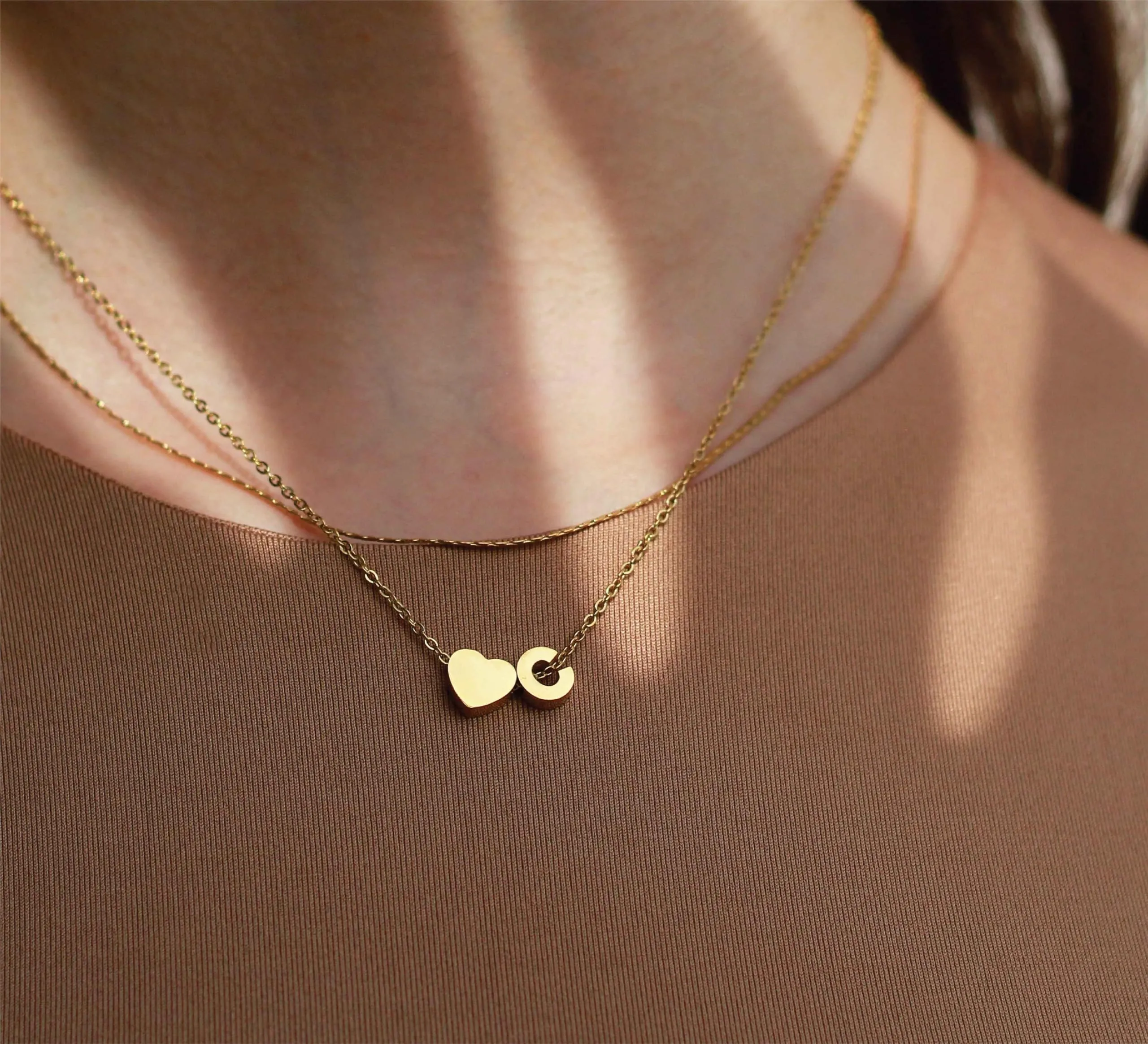 BodyBonita Collana con Cuore Iniziale a Strati, Lettera X Placcata in Oro 16K, Monogramma Personalizzato per Donna - immagine 3