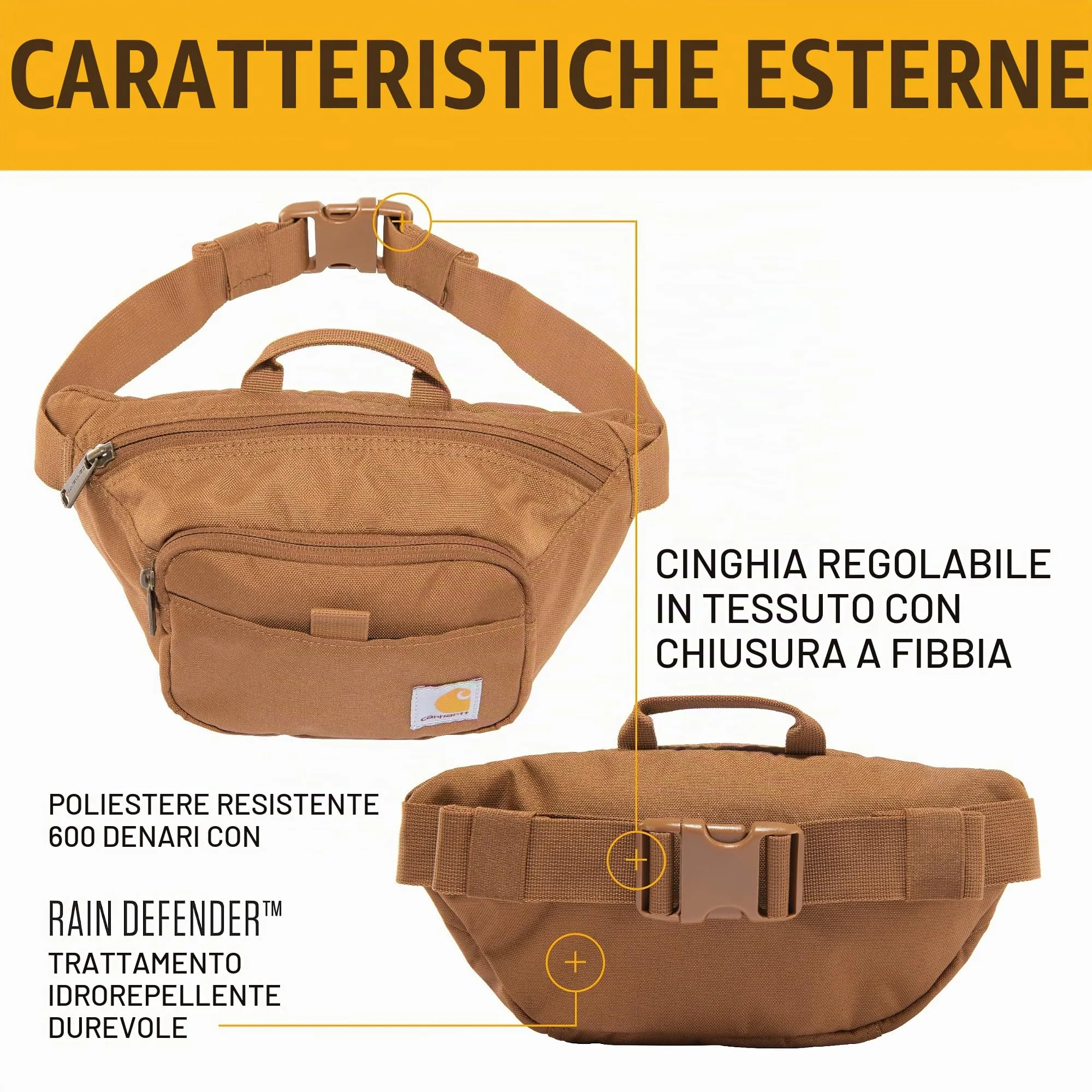 Carhartt Marsupio Unisex Essenziale, Ghiaia, Taglia Unica - immagine 2