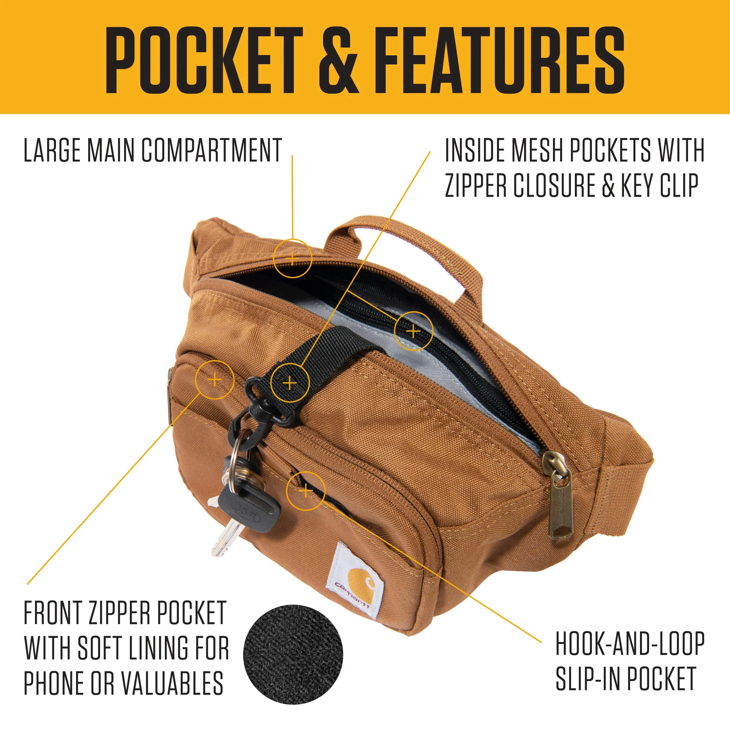Carhartt Marsupio in Poliestere Resistente all'Acqua, Marrone, Taglia Unica - immagine 3