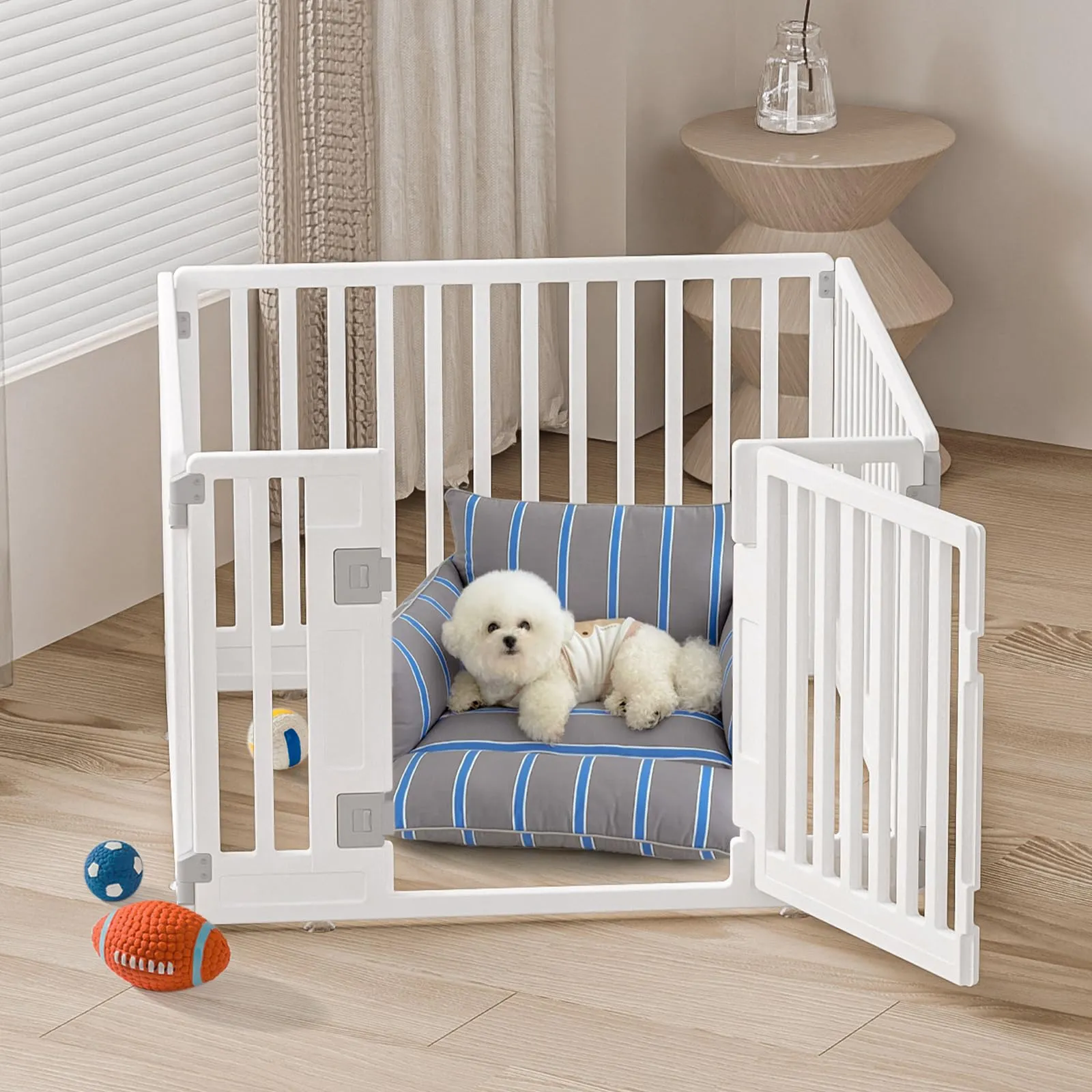 Gupamiga Box per cuccioli pieghevole con porta, bianco 89 x 89 cm - immagine 1