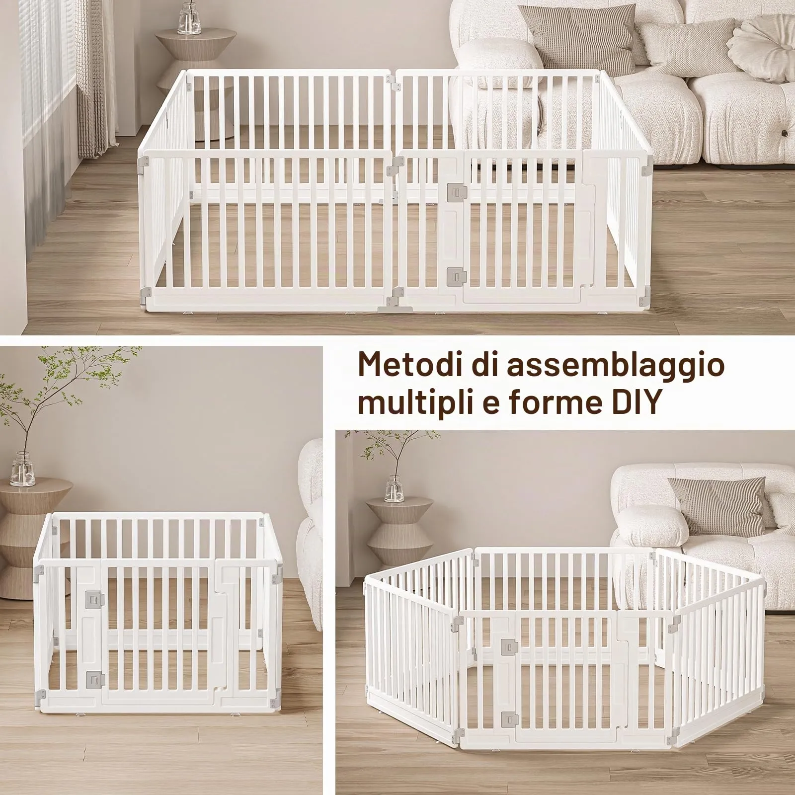 Gupamiga Box per cuccioli pieghevole con porta, bianco 89 x 89 cm - immagine 4