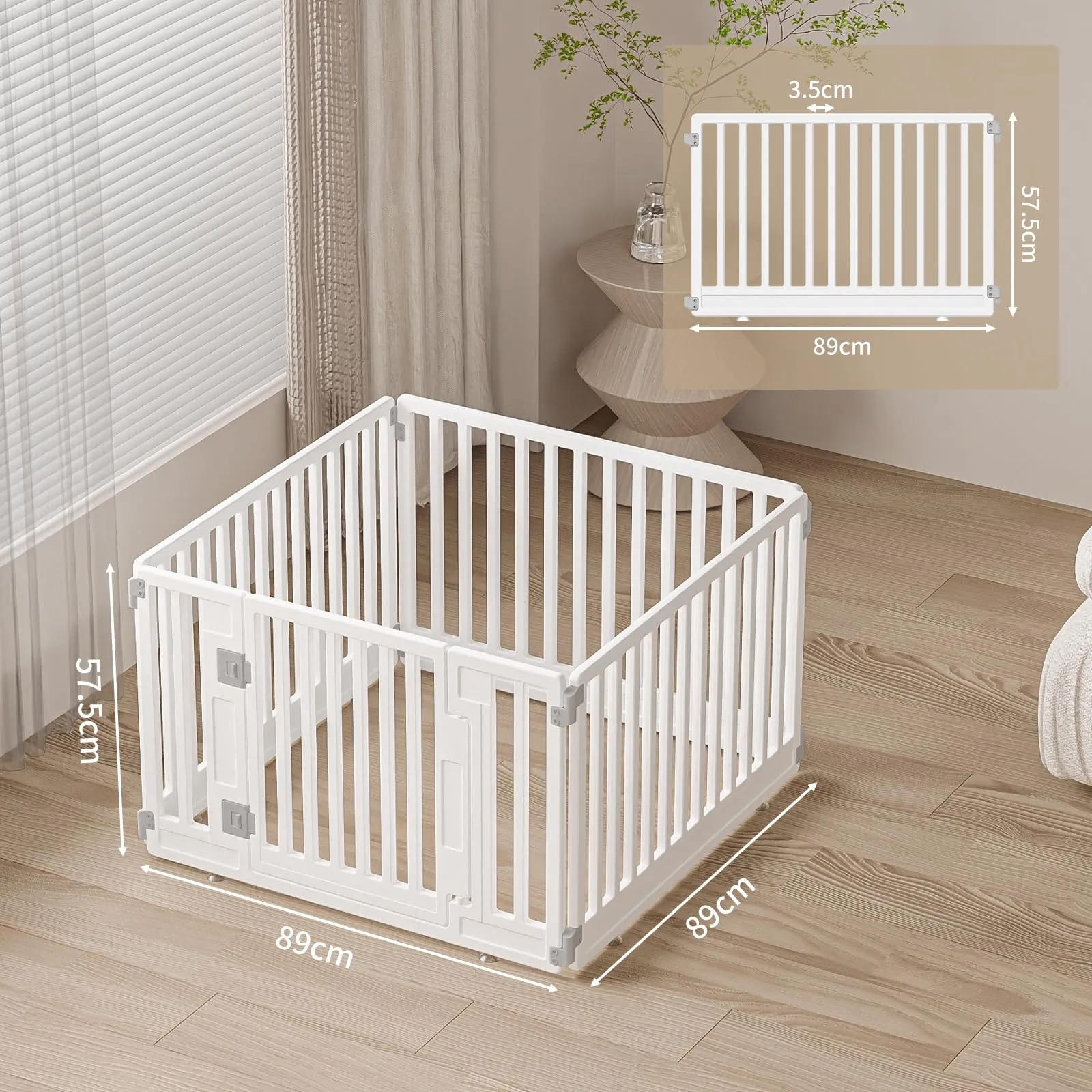 Gupamiga Box per cuccioli pieghevole con porta, bianco 89 x 89 cm - immagine 6