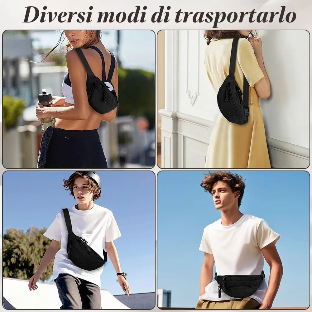 Aucuu Marsupio in Velluto a Coste per Donna e Uomo con Cinturino Regolabile - immagine 5
