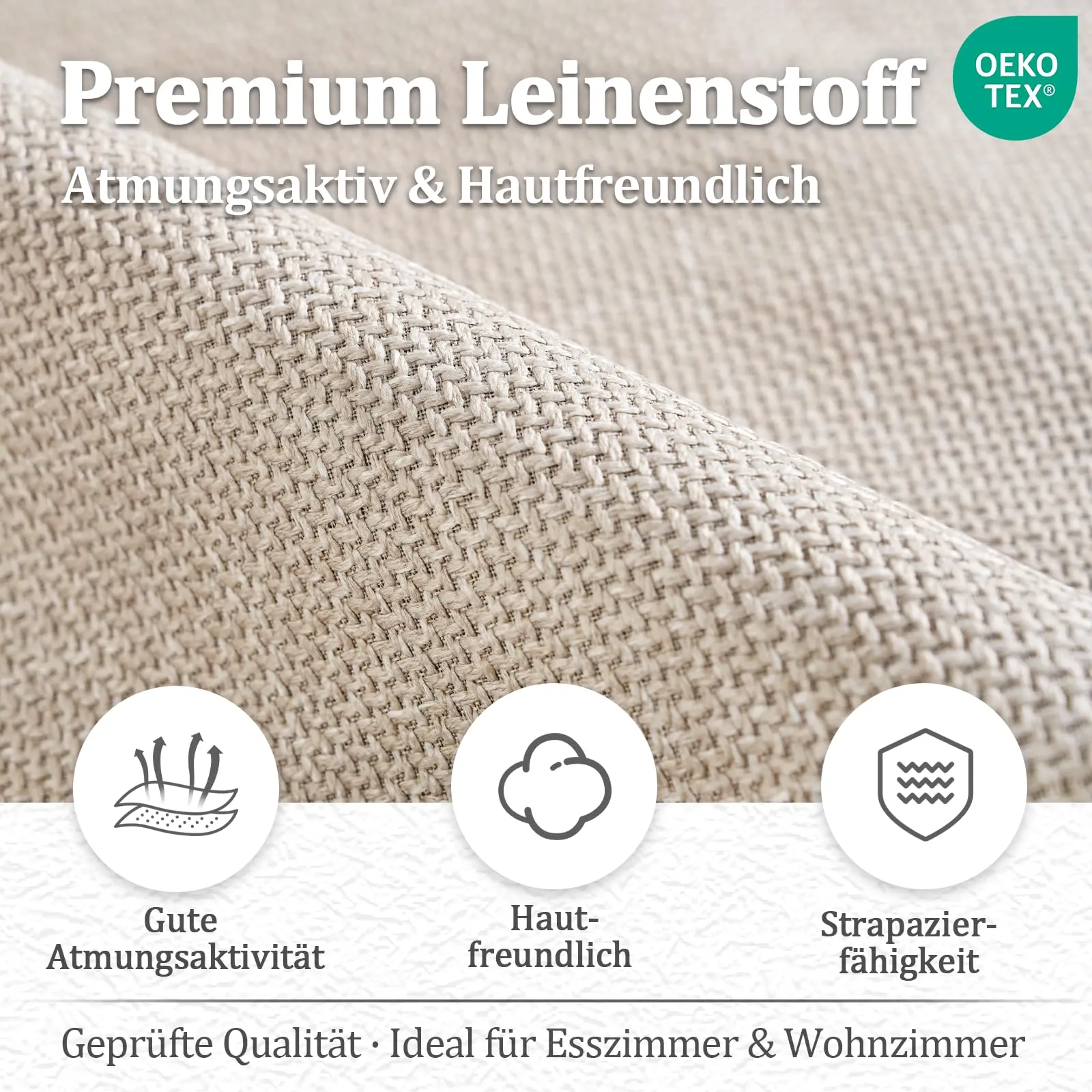 Goeurvant Set di 2 Sedie da Pranzo Beige con Braccioli, Poltroncina Imbottita in Lino con Gambe in Metallo - immagine 7