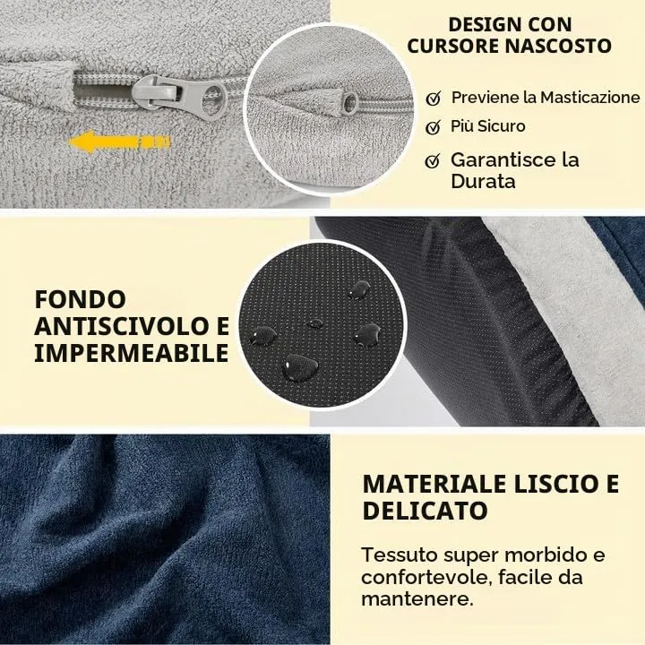 Deconovo Letto Ortopedico per Cani a Forma di Ciambella in Pile, 51x51x15cm, Blu Navy - immagine 5