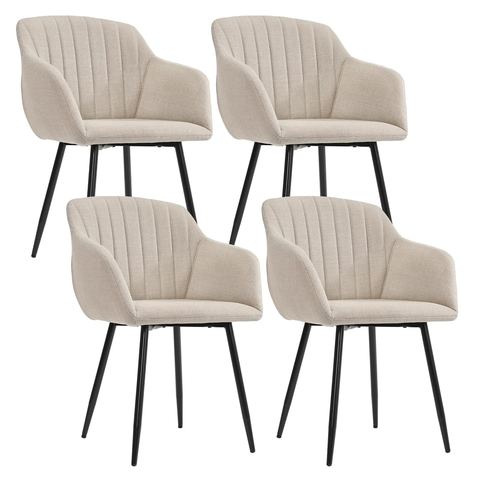 Goeurvant Set di 4 Sedie da Pranzo Beige con Braccioli - immagine 1